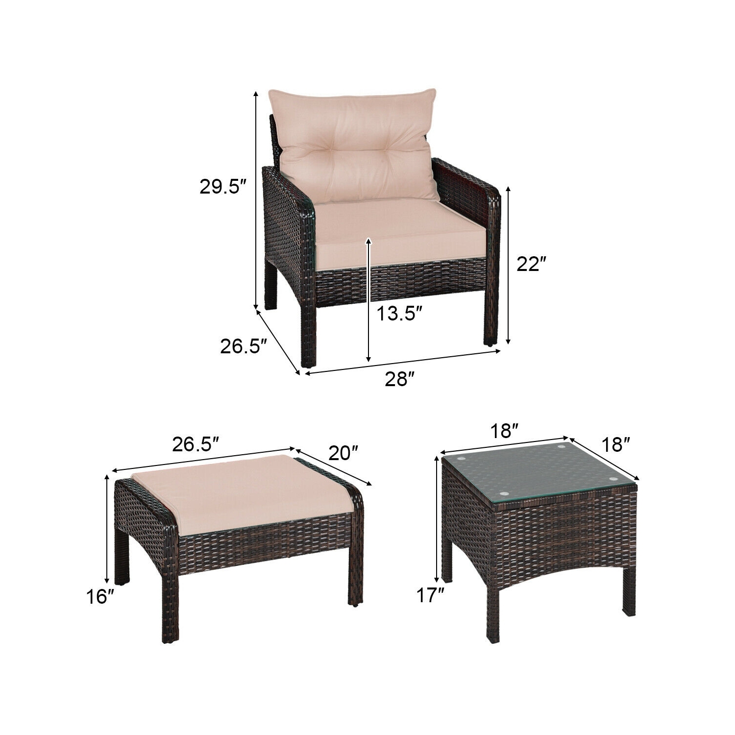 5-Piece Rattan Wicker Patio Sofa Set for Outdoor Use - Stylish and Comfortable