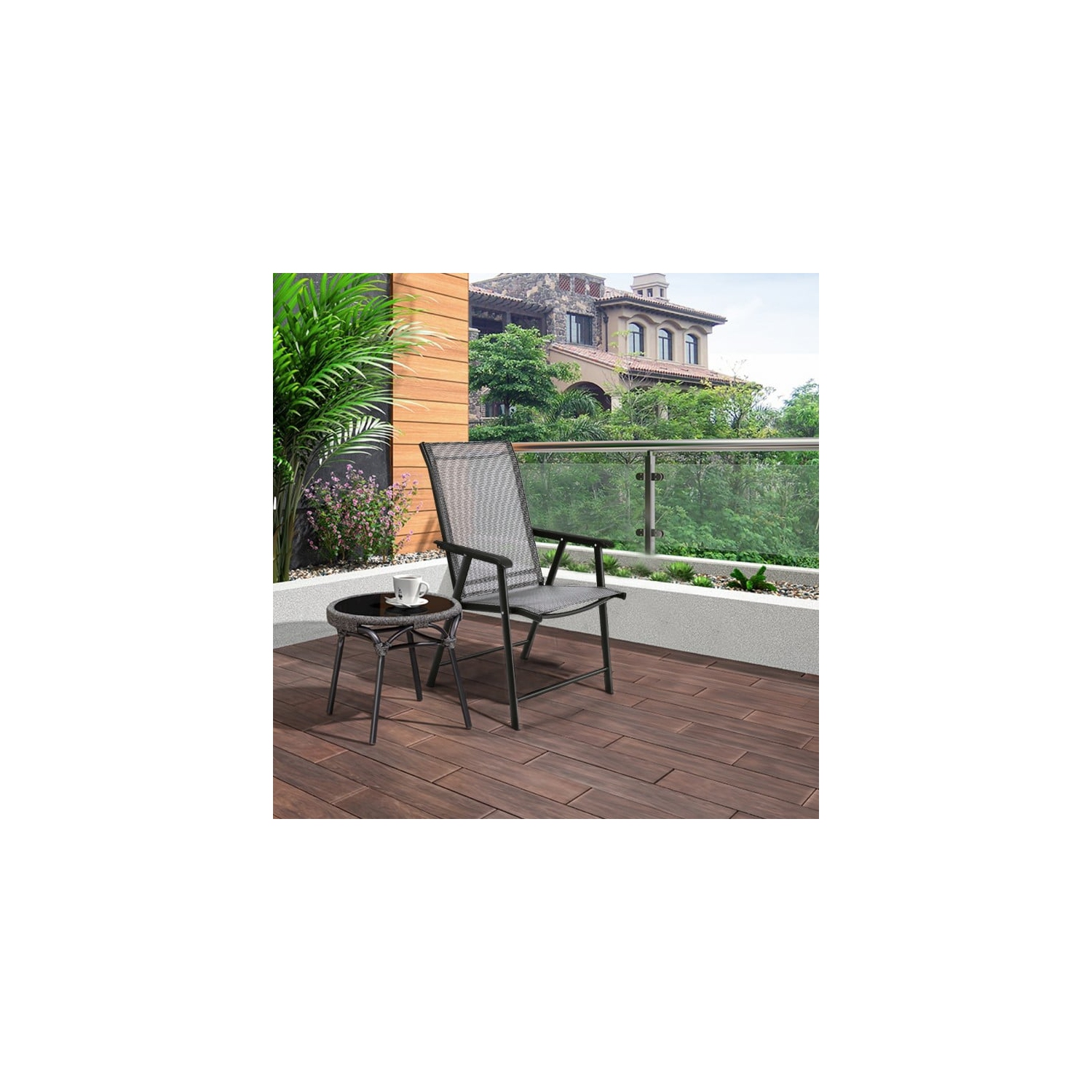 Ensemble de 4 chaises pliantes de patio pour le camping en plein air