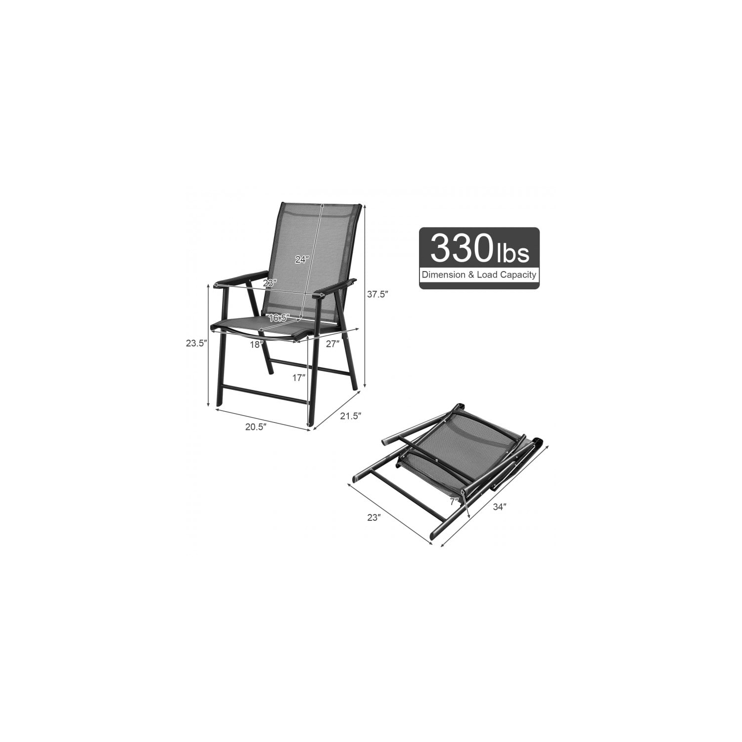 Ensemble de 4 chaises pliantes de patio pour le camping en plein air