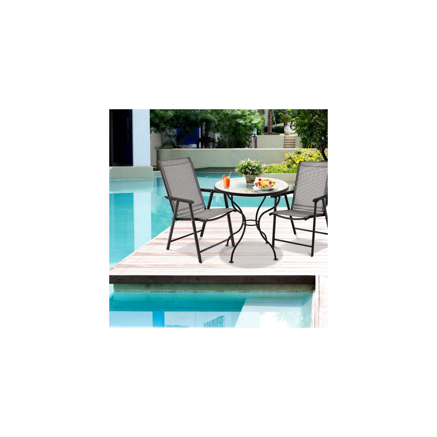 Ensemble de 4 chaises pliantes de patio pour le camping en plein air