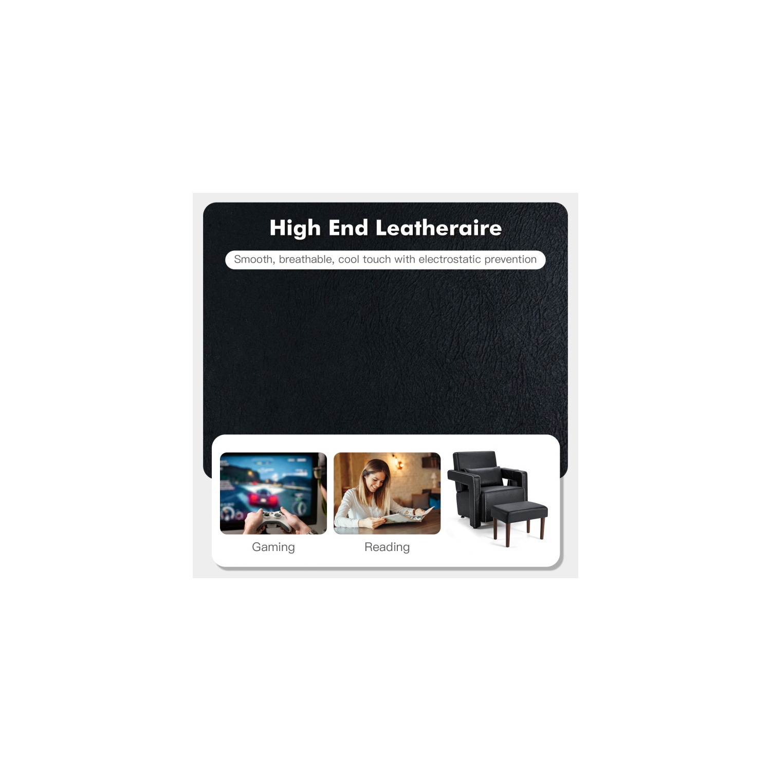 Berber Fleece Upholstered Chair with Ottoman and Back Pillow – Comfy Single Accent Chair for Reading or Relaxing