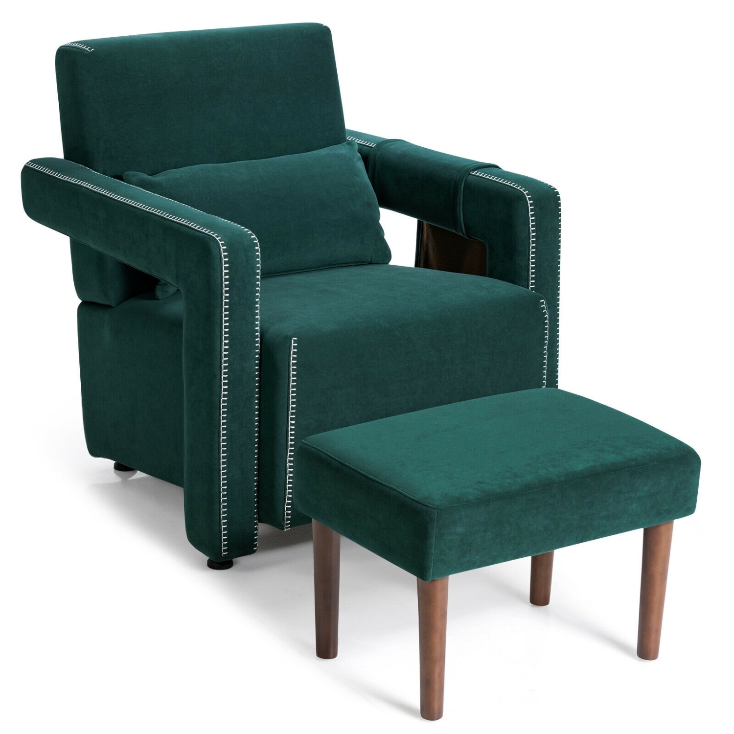 Fauteuil berber à revêtement en molleton avec pouf et coussin de dossier – Fauteuil d'appoint confortable pour lire ou relaxer