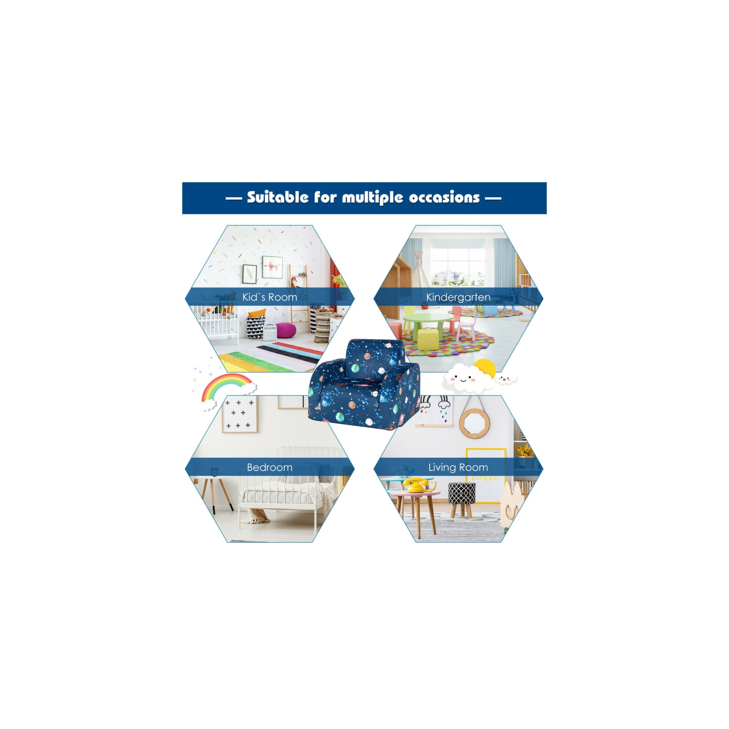 3-in-1 Convertible Kids Sofa Bed – Flip-Out Lounger Chair for Toddlers