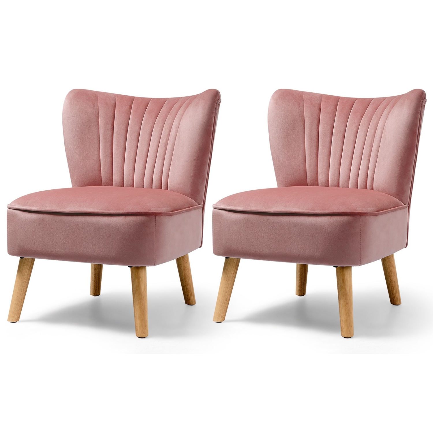 Armless Accent Chair Modern Velvet Leisure Chair-Pink