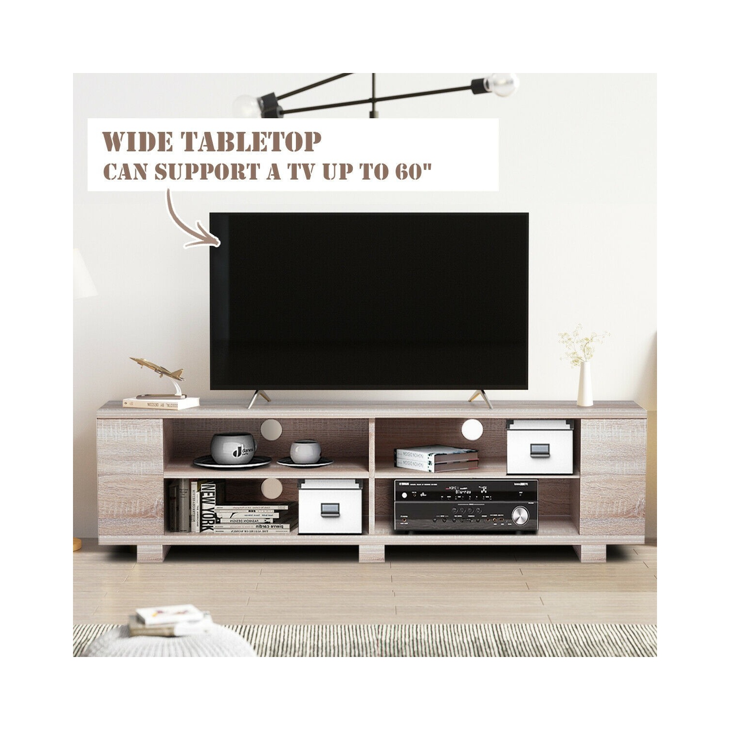 Meuble de rangement multimédia en bois pour téléviseur de 59 po - Chêne