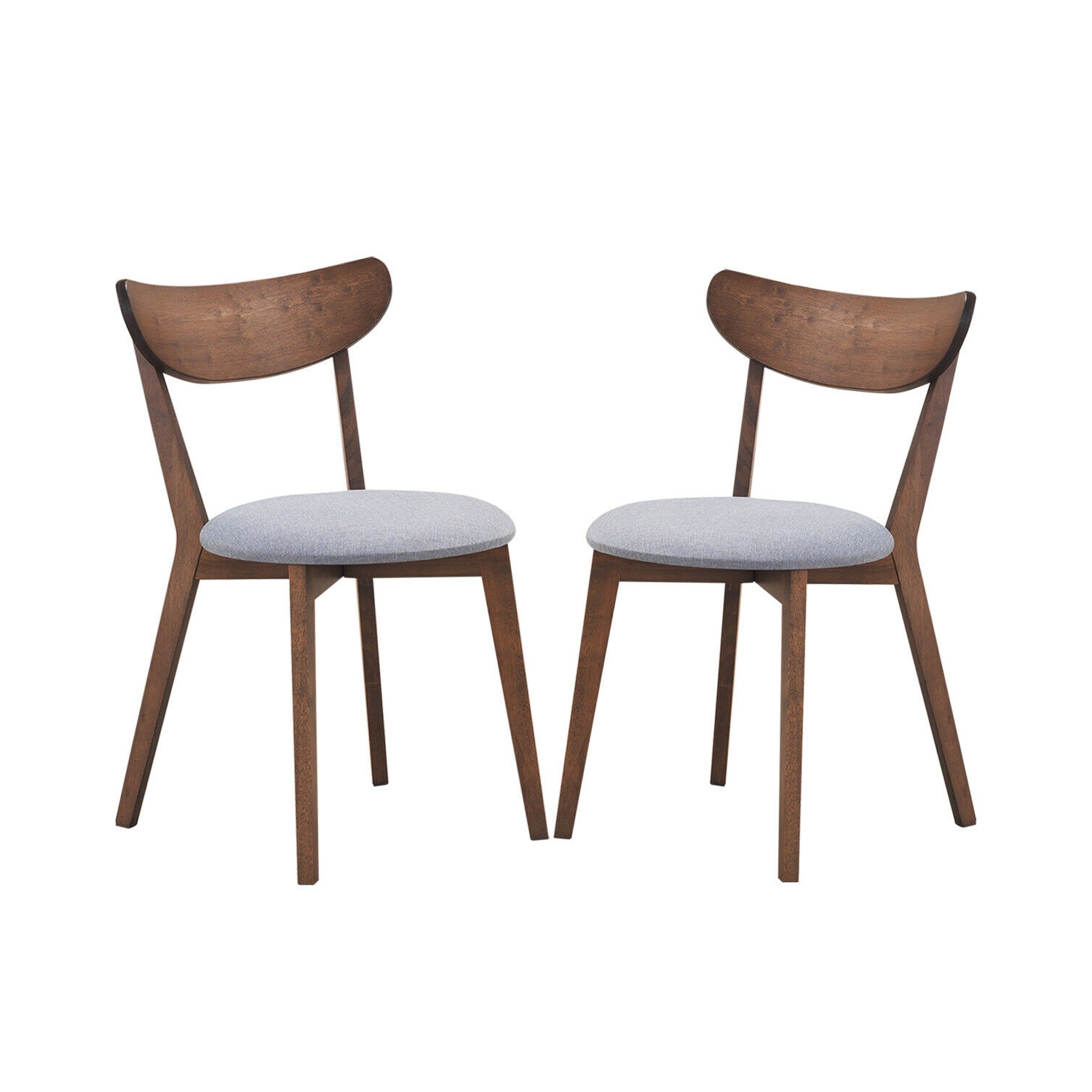 Set of 2 Dining Chair Upholstered Curved Back Side
