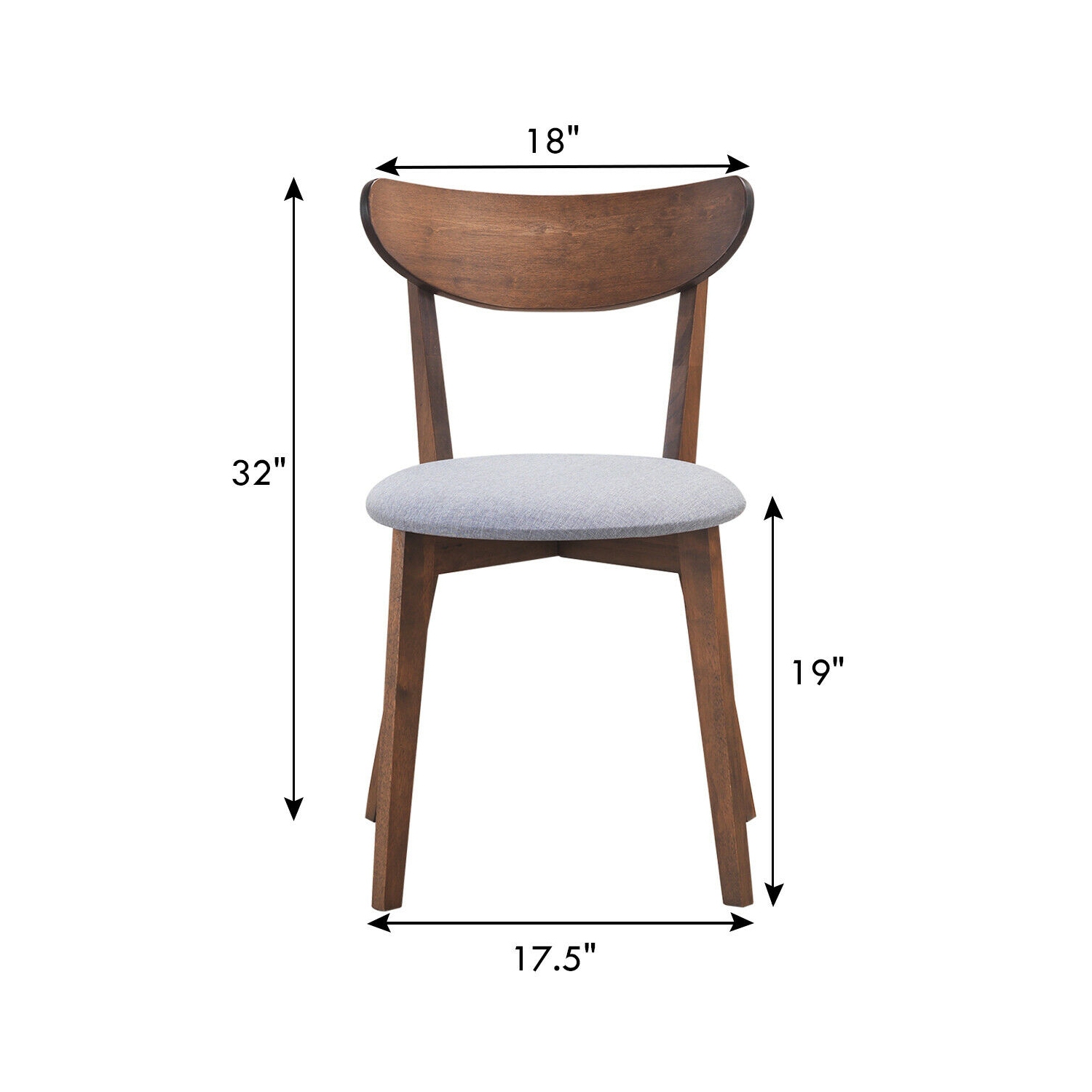 Set of 2 Dining Chair Upholstered Curved Back Side