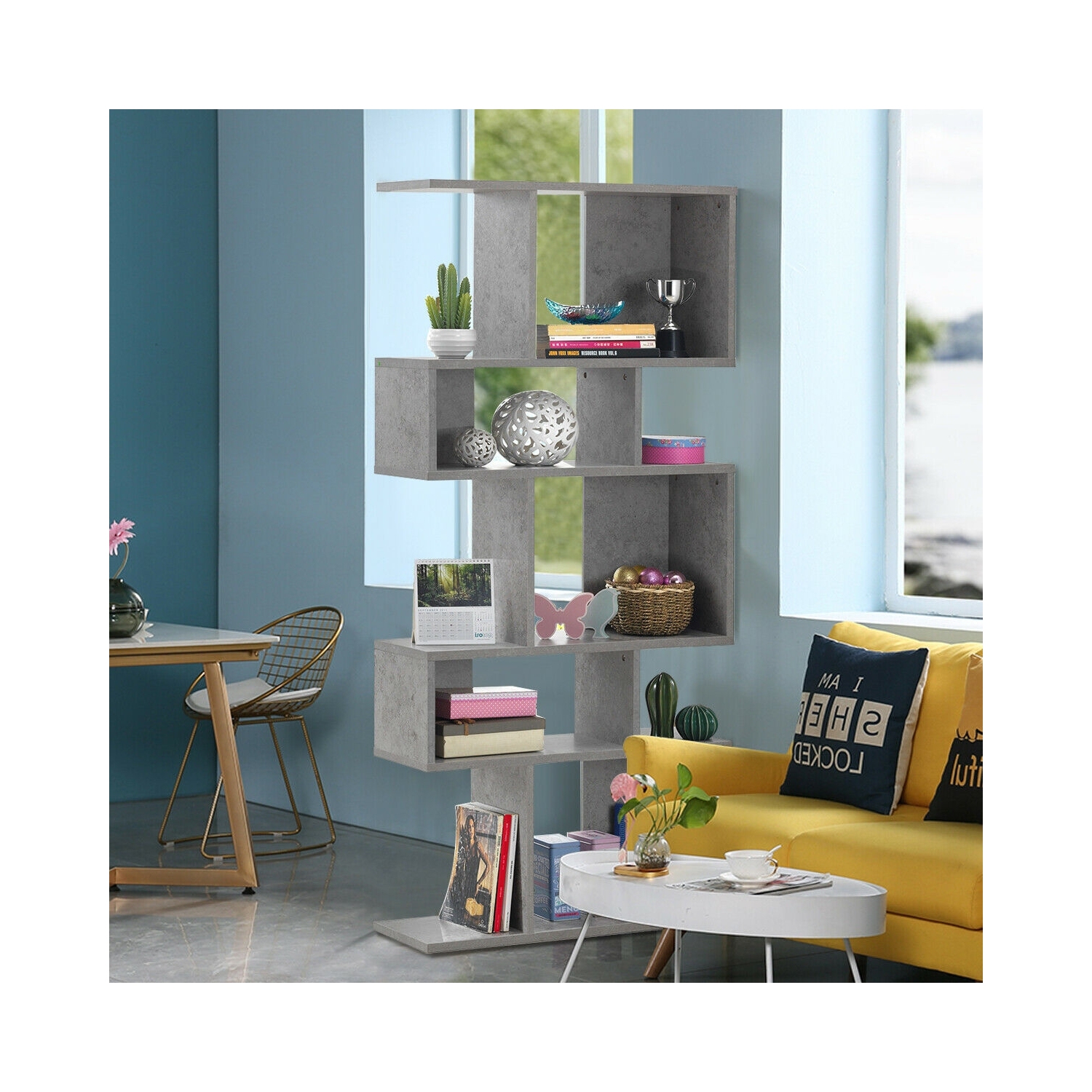 Étagère de présentation à 5 cubes pour échelle et bibliothèque en coin