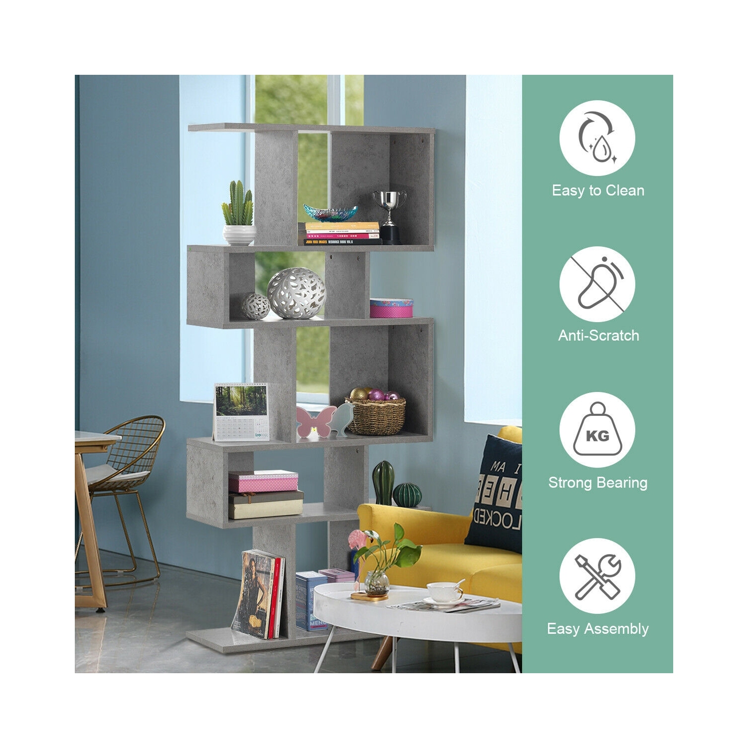 Étagère de présentation à 5 cubes pour échelle et bibliothèque en coin