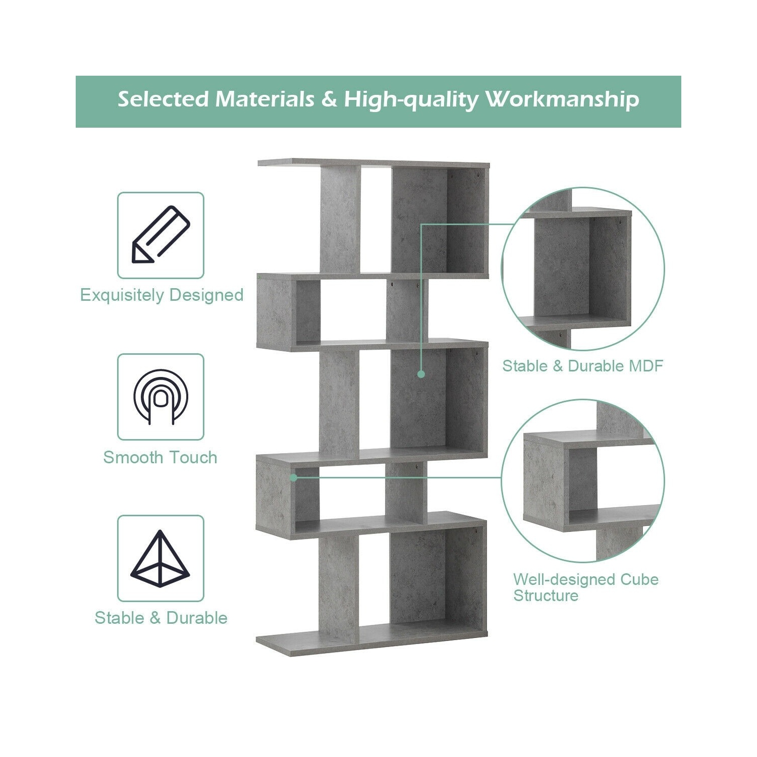 Étagère de présentation à 5 cubes pour échelle et bibliothèque en coin