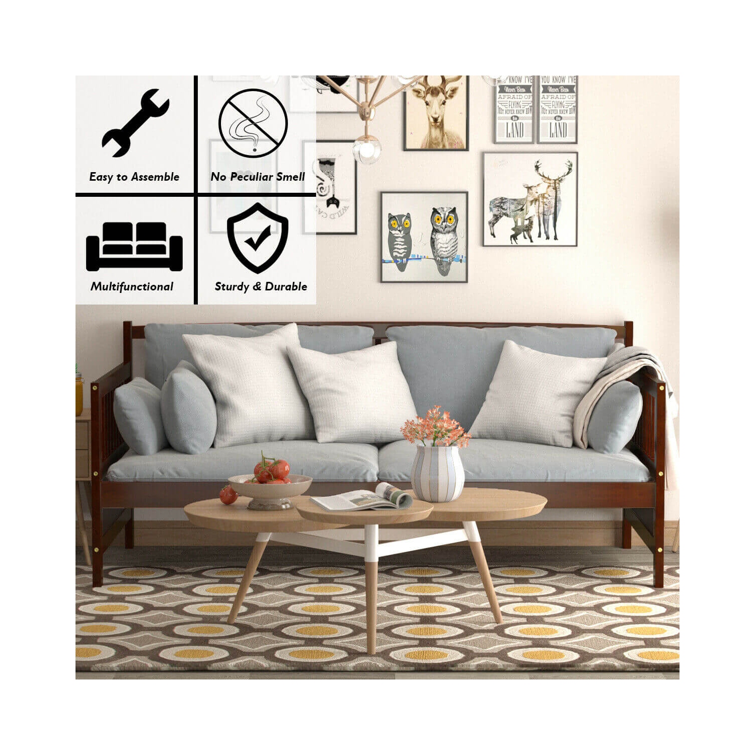 Cadre de lit simple moderne avec support à lattes en bois