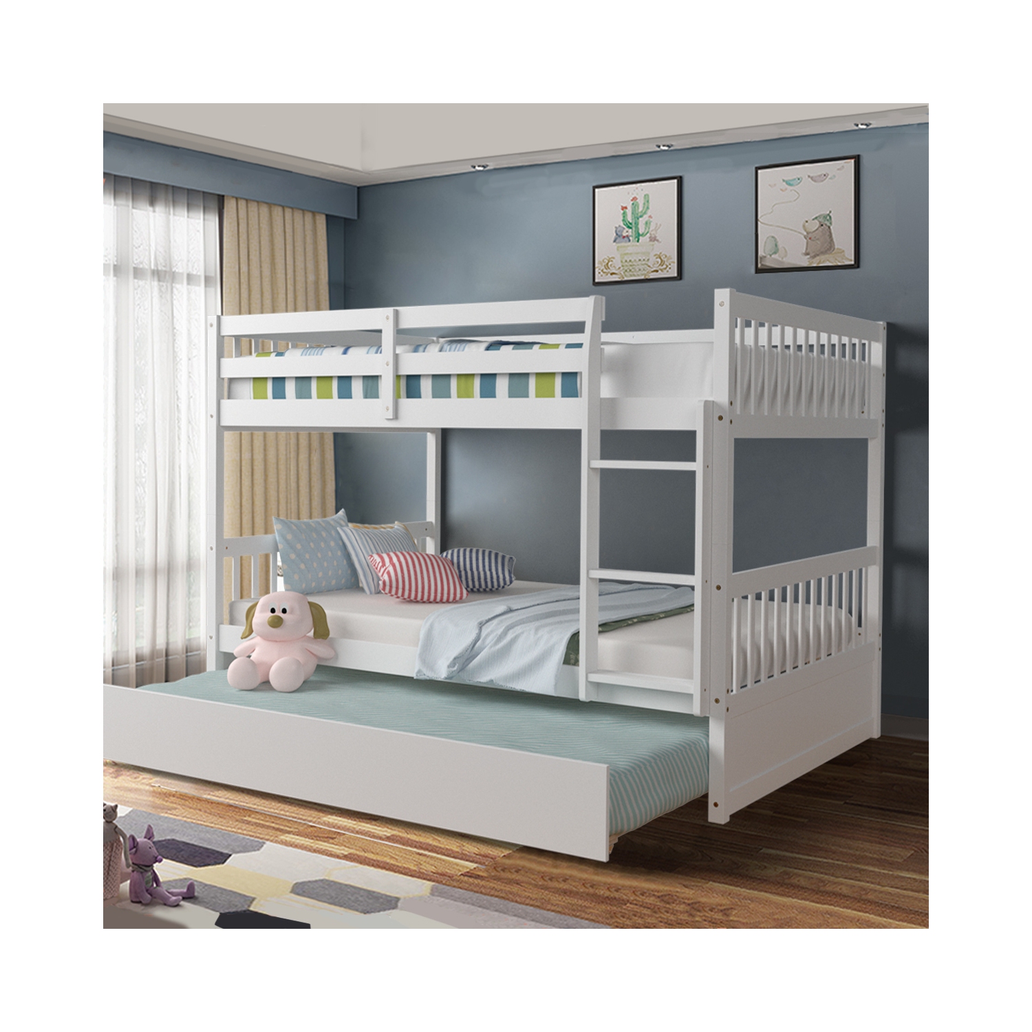 Lit plateforme en bois avec échelle, lit double superposé