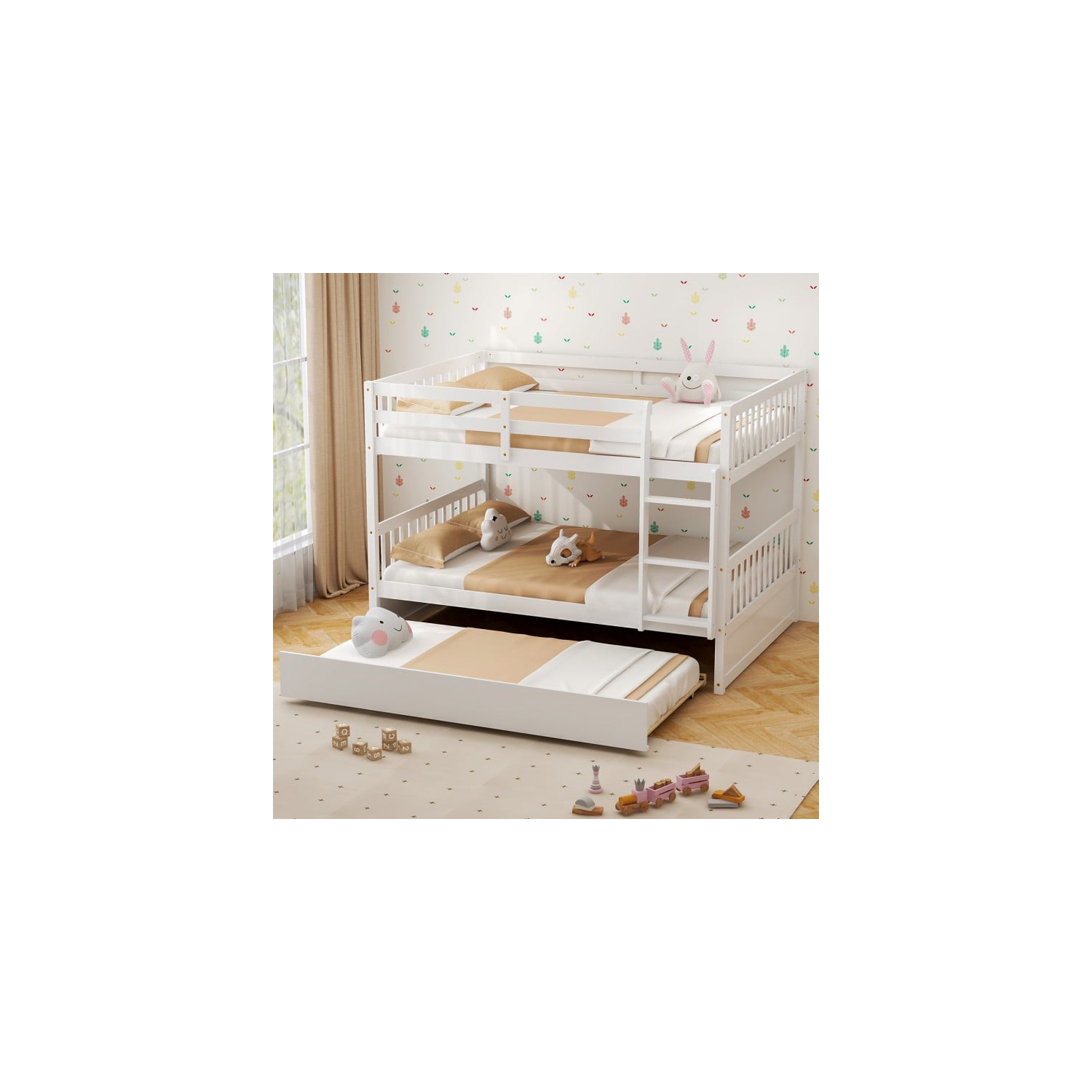 Lit plateforme en bois avec échelle, lit double superposé