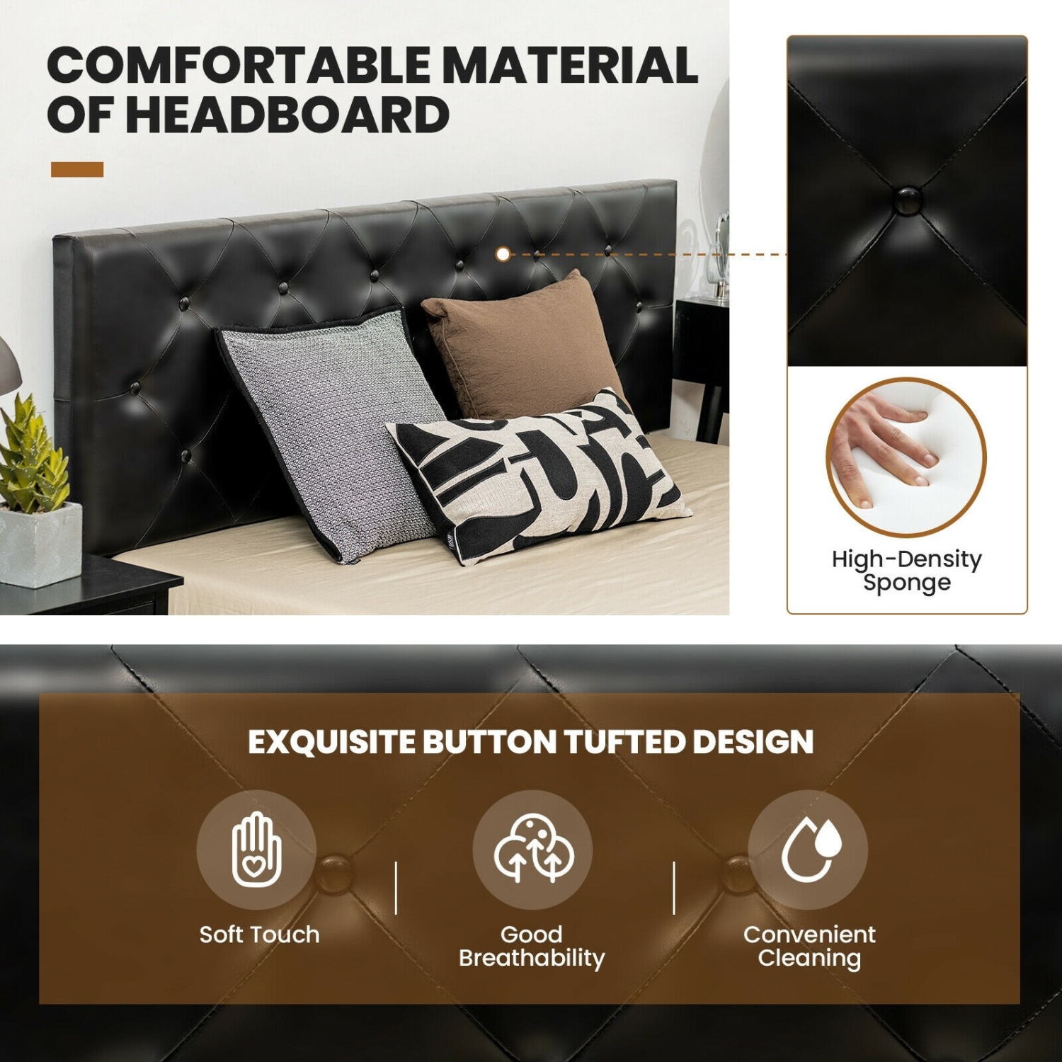 Faux Leather Upholstered Platform Bed – Storage Drawers and Wooden Slats Included