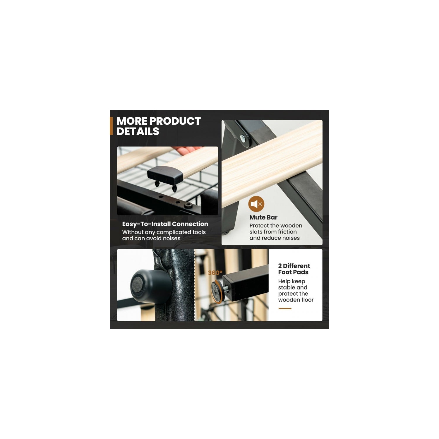 Faux Leather Upholstered Platform Bed – Storage Drawers and Wooden Slats Included