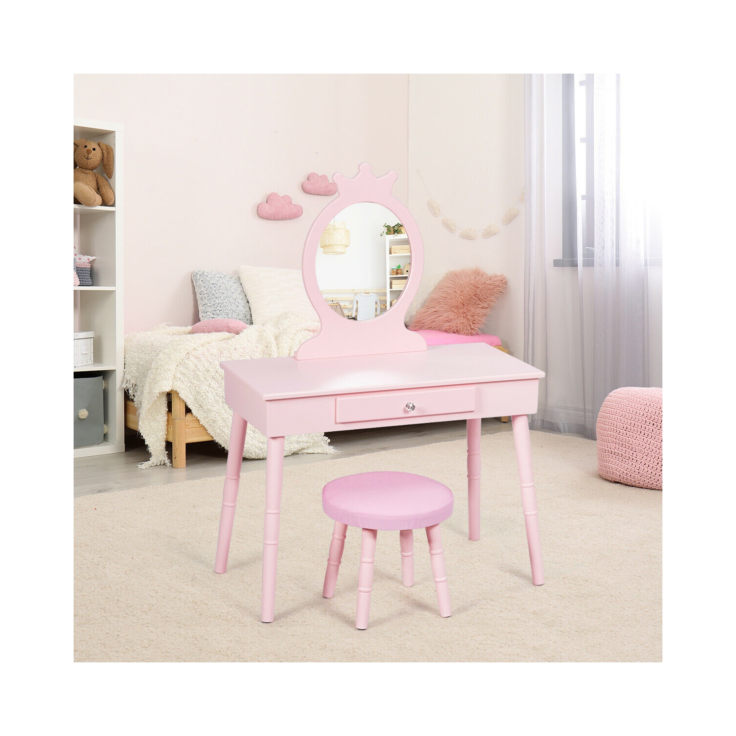 Ensemble coiffeuse pour enfants avec table et chaises