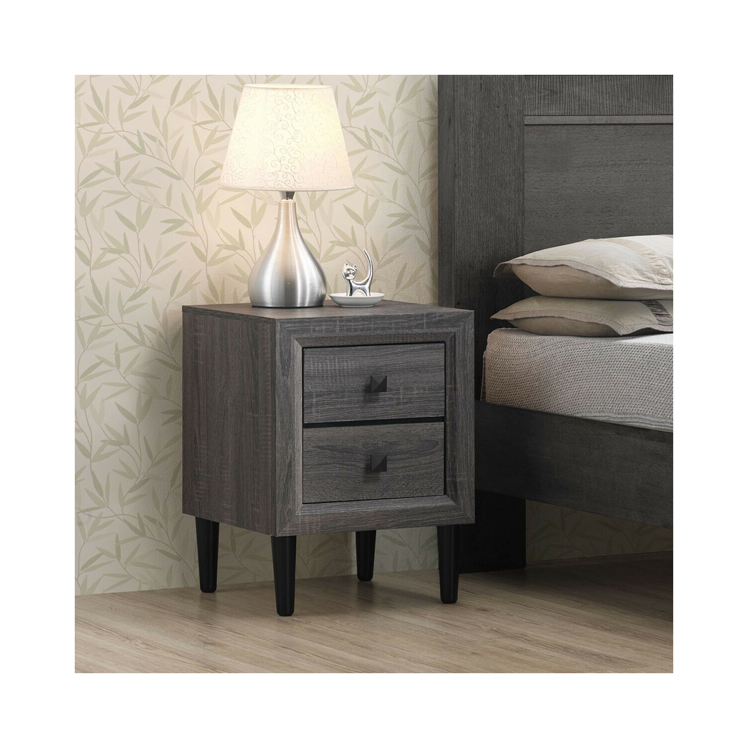 2PCS Nightstand W/2 Drawer Multipurpose