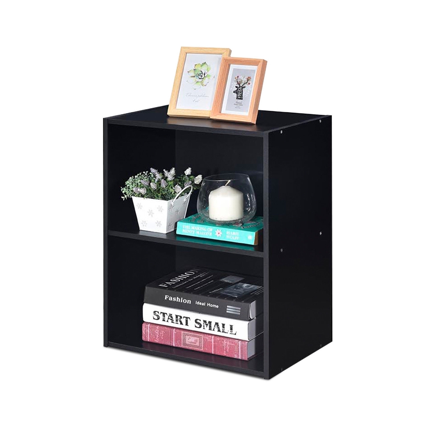 Armoire vitrée de meuble multifonction à 2 niveaux avec grande capacité de rangement - Noir