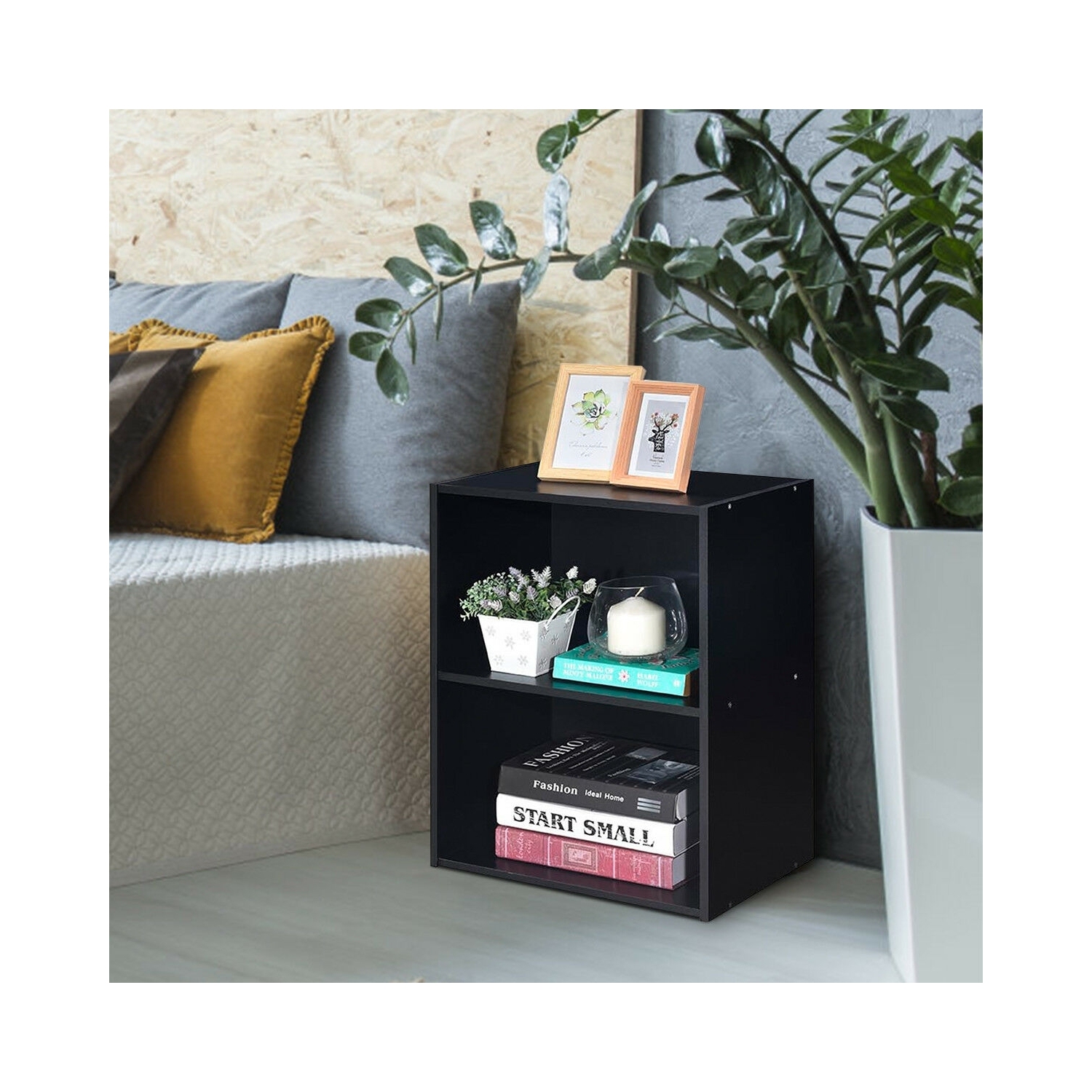 Armoire vitrée de meuble multifonction à 2 niveaux avec grande capacité de rangement - Noir