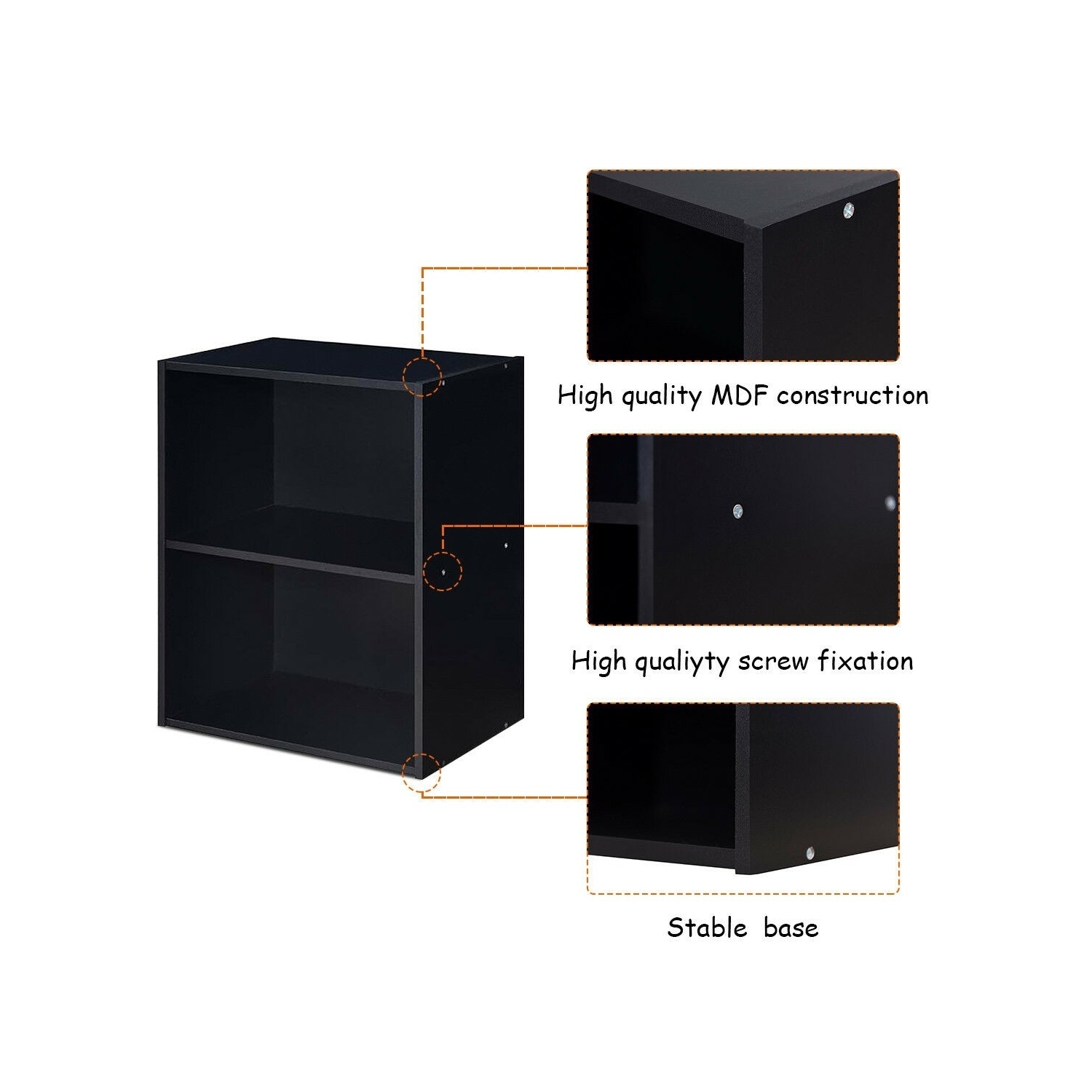 Armoire vitrée de meuble multifonction à 2 niveaux avec grande capacité de rangement - Noir