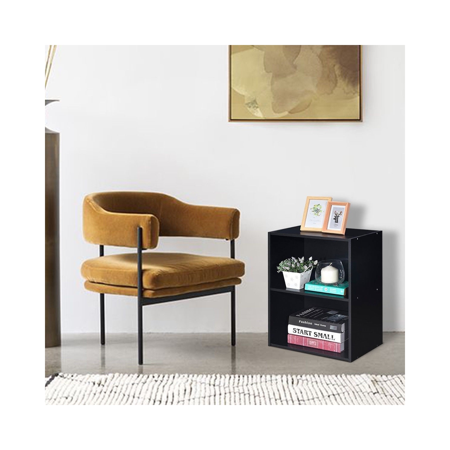 Armoire vitrée de meuble multifonction à 2 niveaux avec grande capacité de rangement - Noir