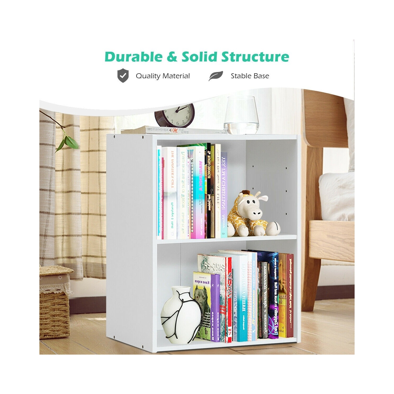 Armoire-présentoir multifonctionnelle de meubles à 2 niveaux avec grande capacité de rangement - Blanc