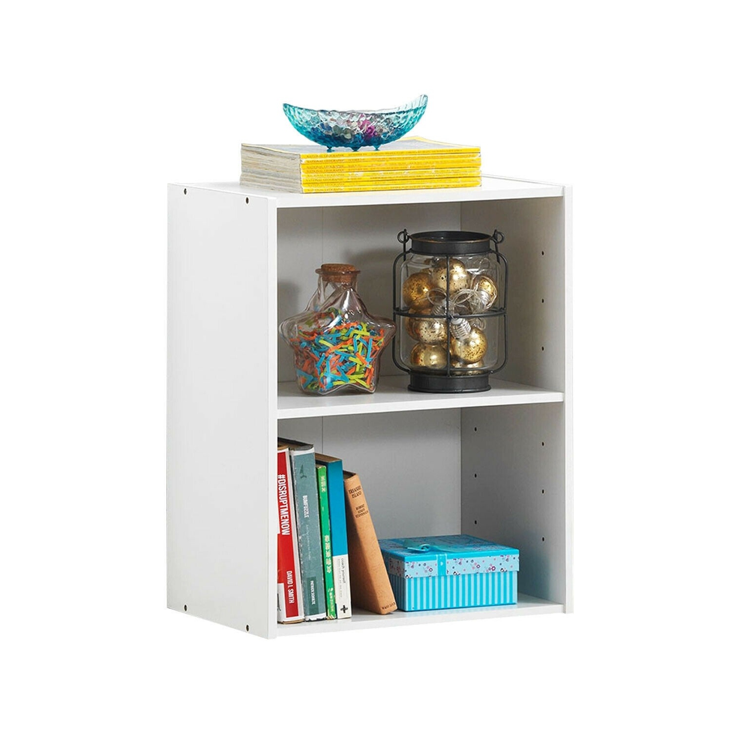 Armoire-présentoir multifonctionnelle de meubles à 2 niveaux avec grande capacité de rangement - Blanc