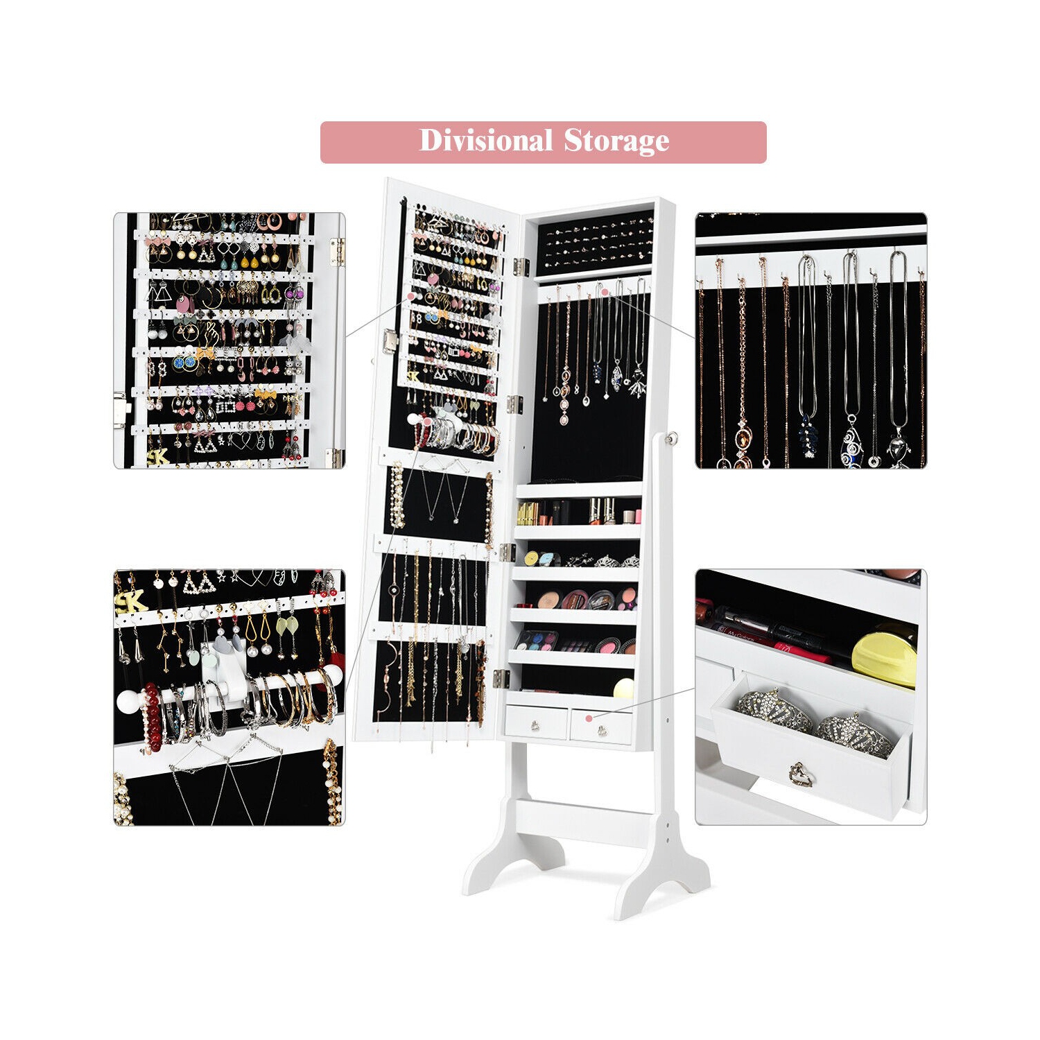 Armoire à bijoux verrouillable avec armoire de rangement