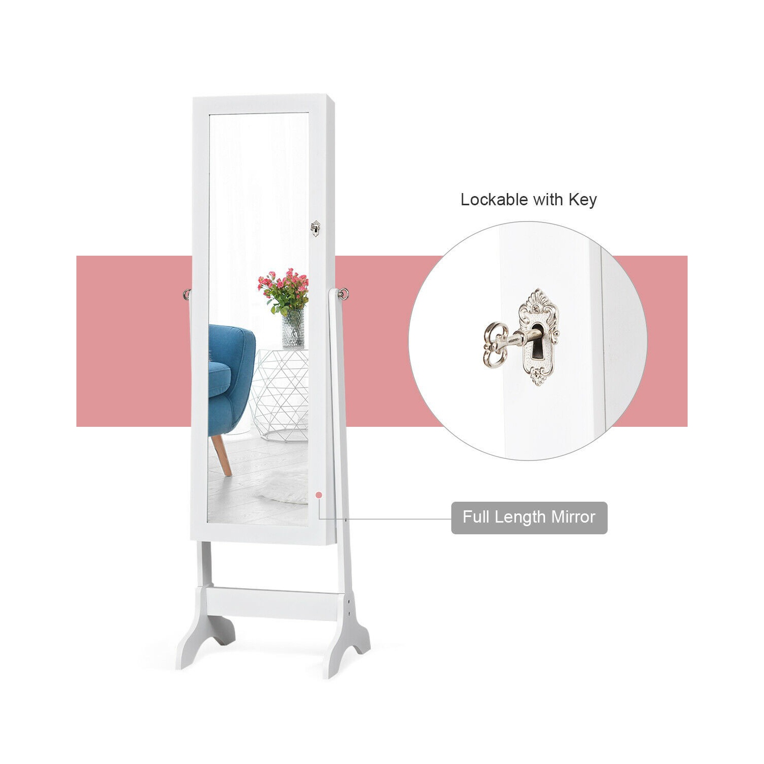 Armoire à bijoux verrouillable avec armoire de rangement