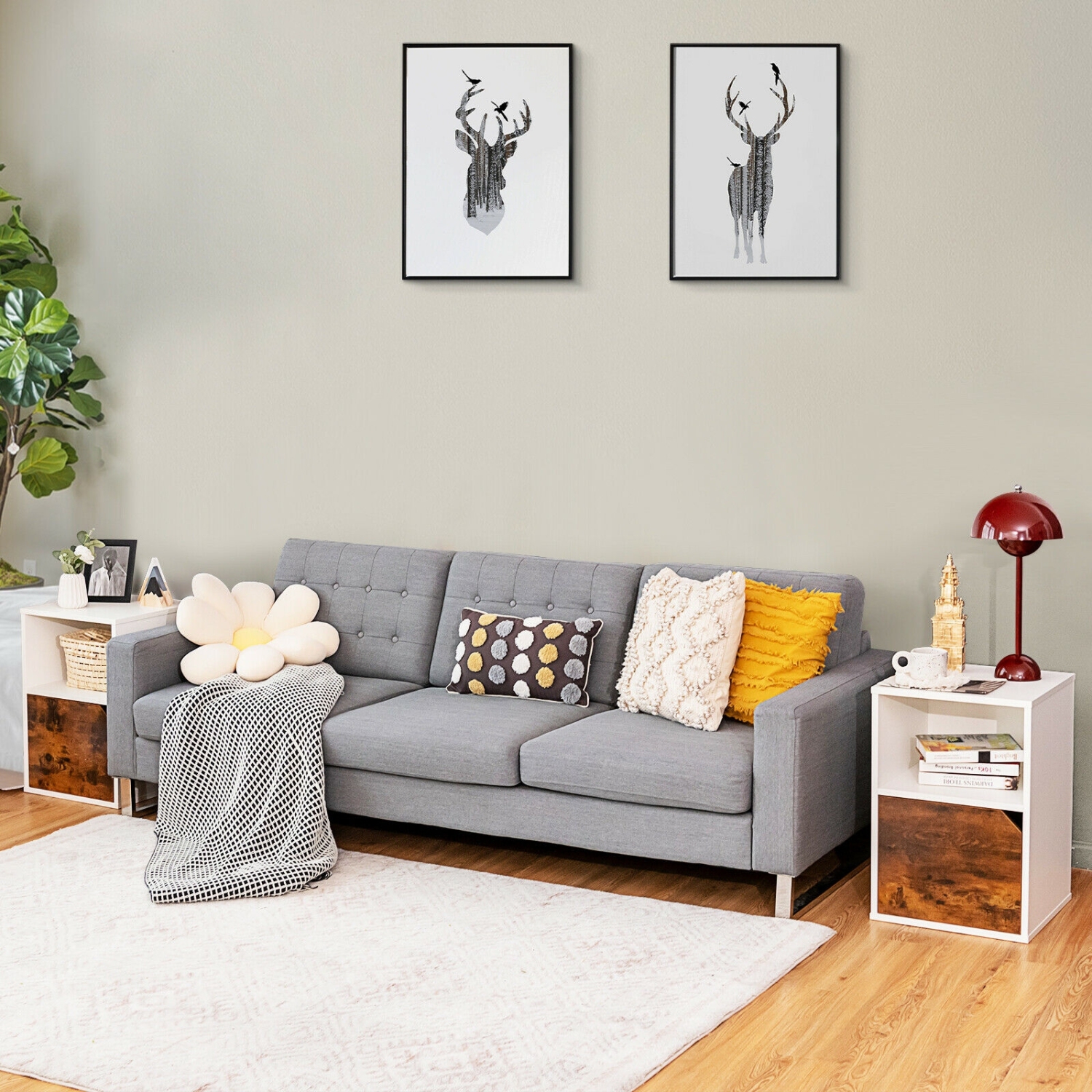 Set of 2 Nightstands Side End Table for Living Room