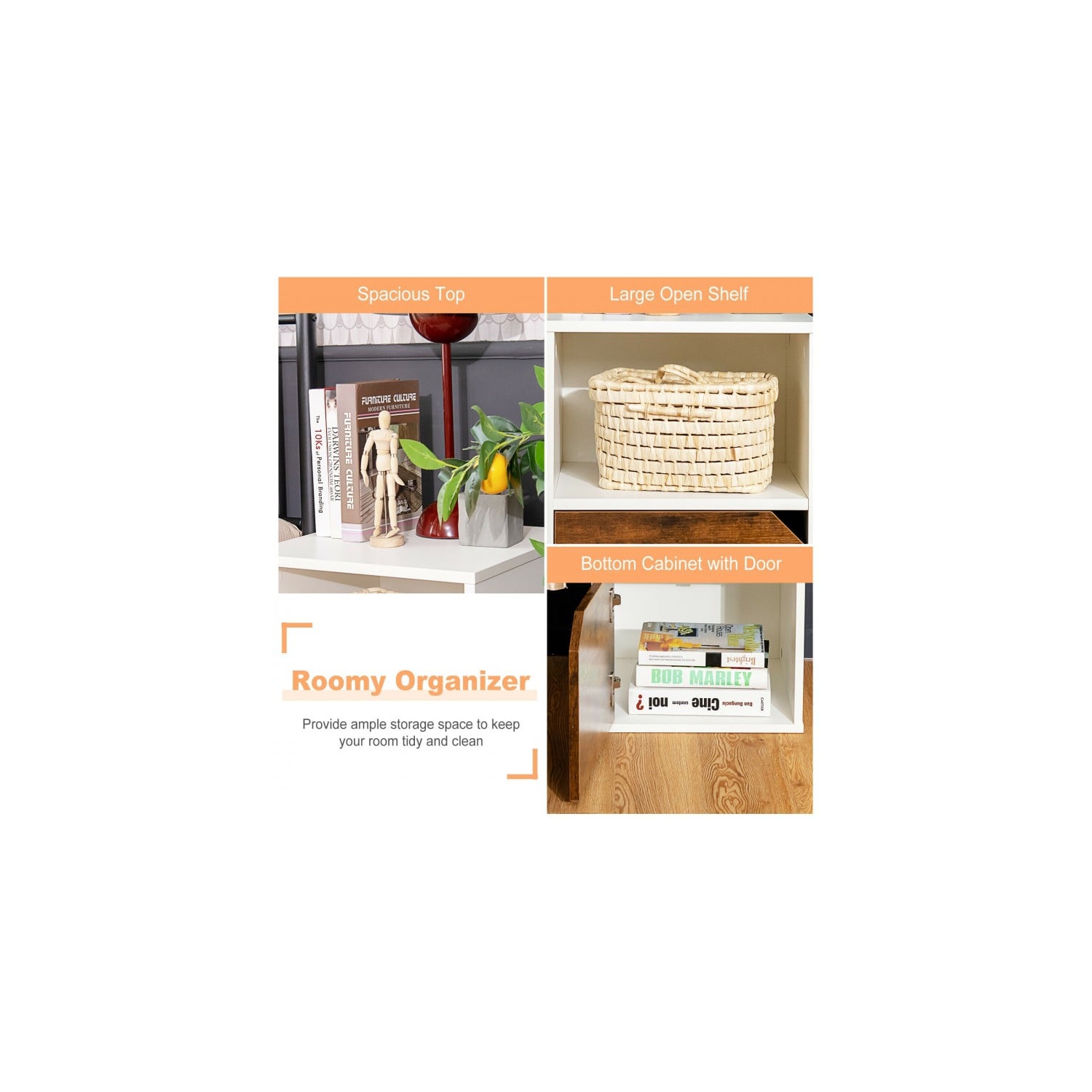 Set of 2 Nightstands Side End Table for Living Room