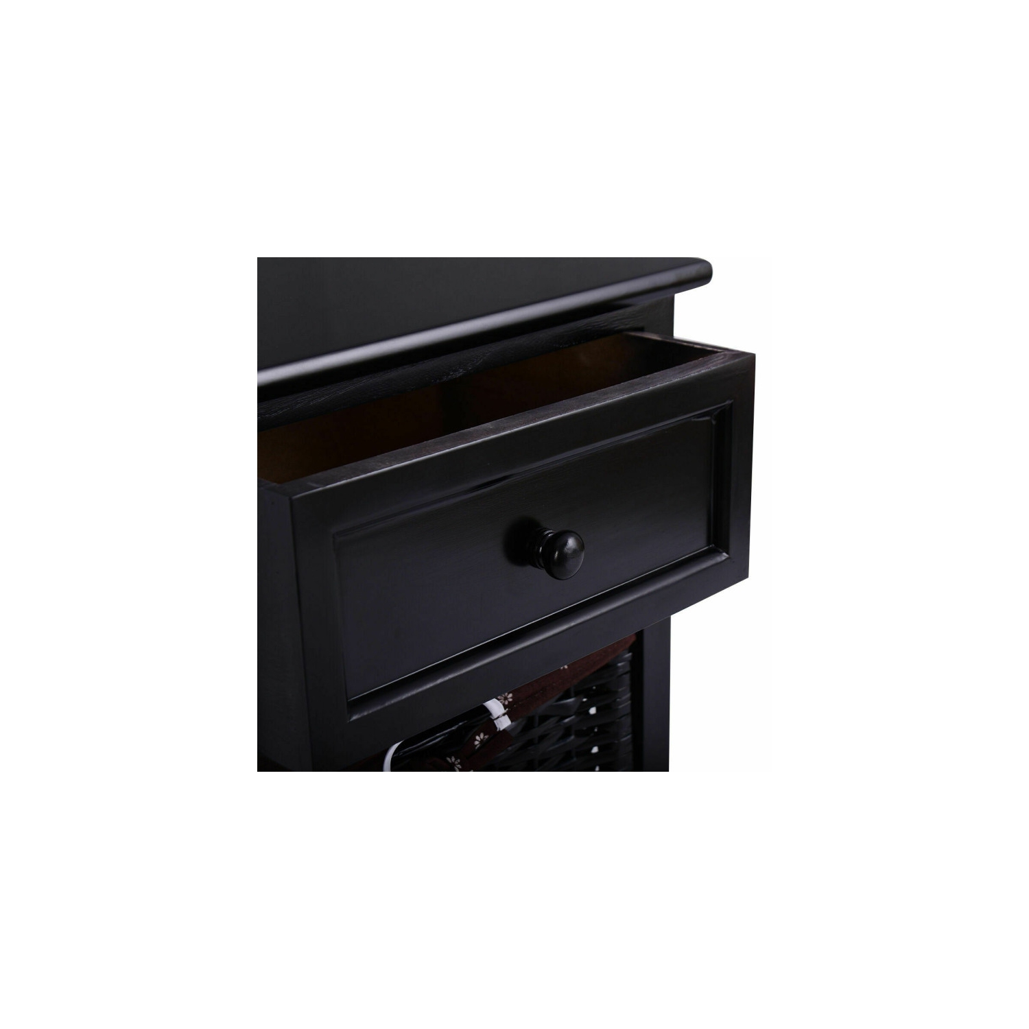 Farmhouse Nightstand Set of 2 – 3-Tier Wood Side Tables with Drawer & Storage Baskets