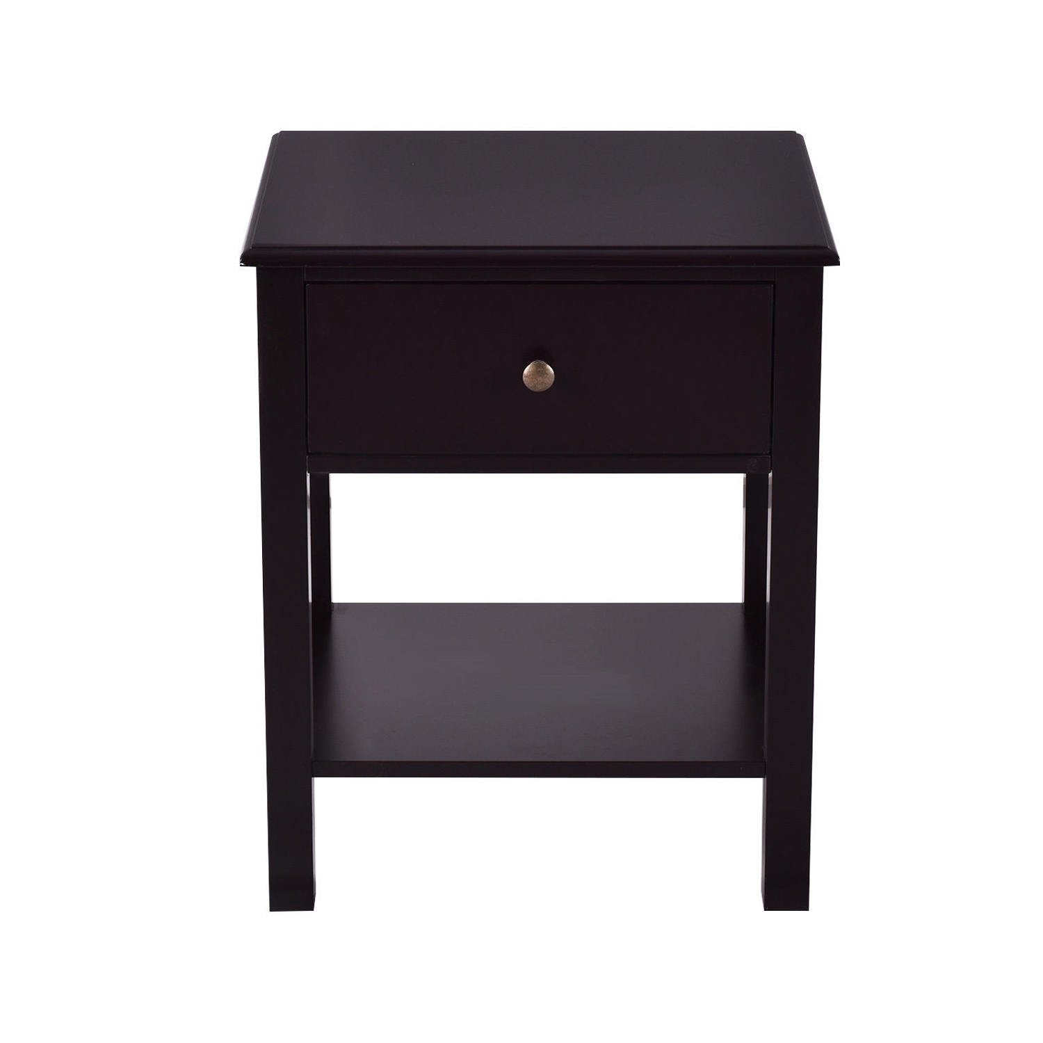 Wood End Table with Single Drawer and Storage Shelf – Nightstand with Minimalist Design