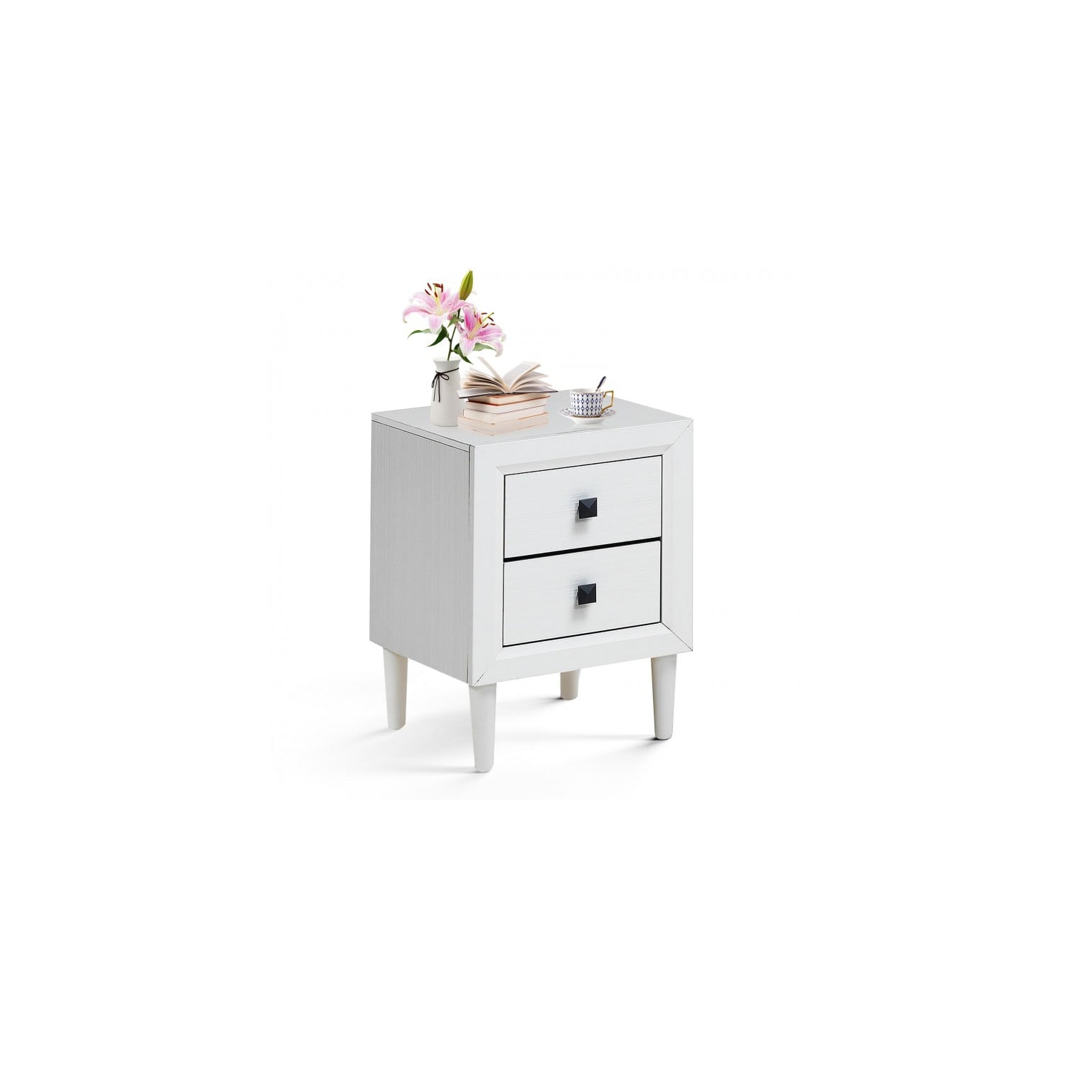 Multipurpose Retro Bedside Nightstand with 2 Drawers