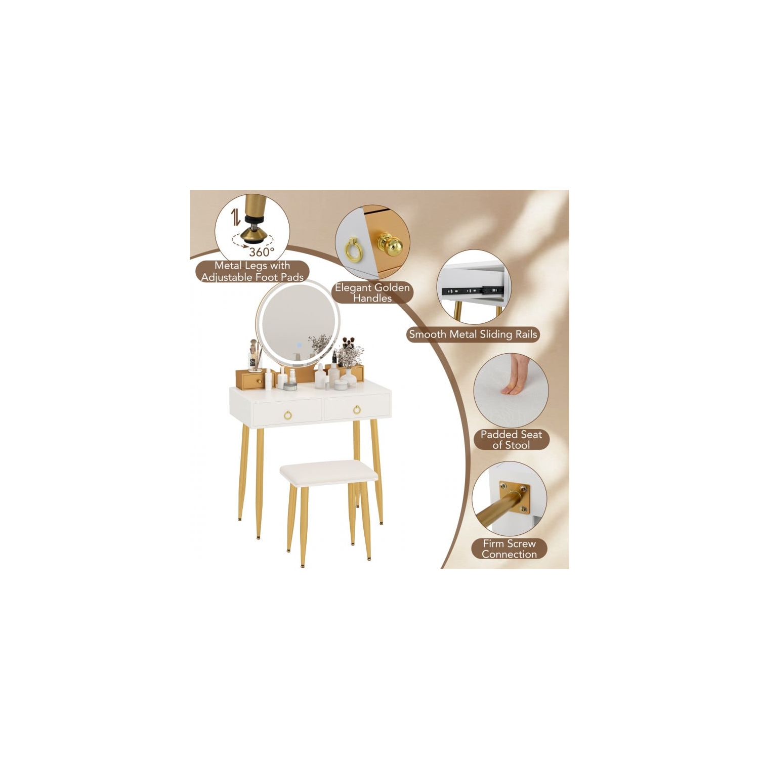 Vanity Table Set with Mirror