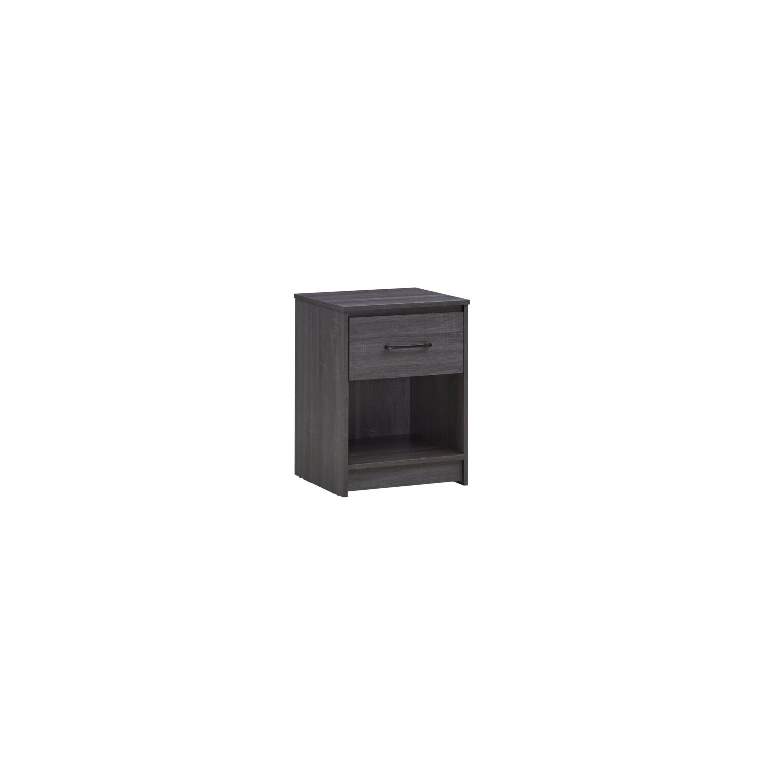 Wooden End Side Table Nightstand with Drawer Storage Shelf-Black