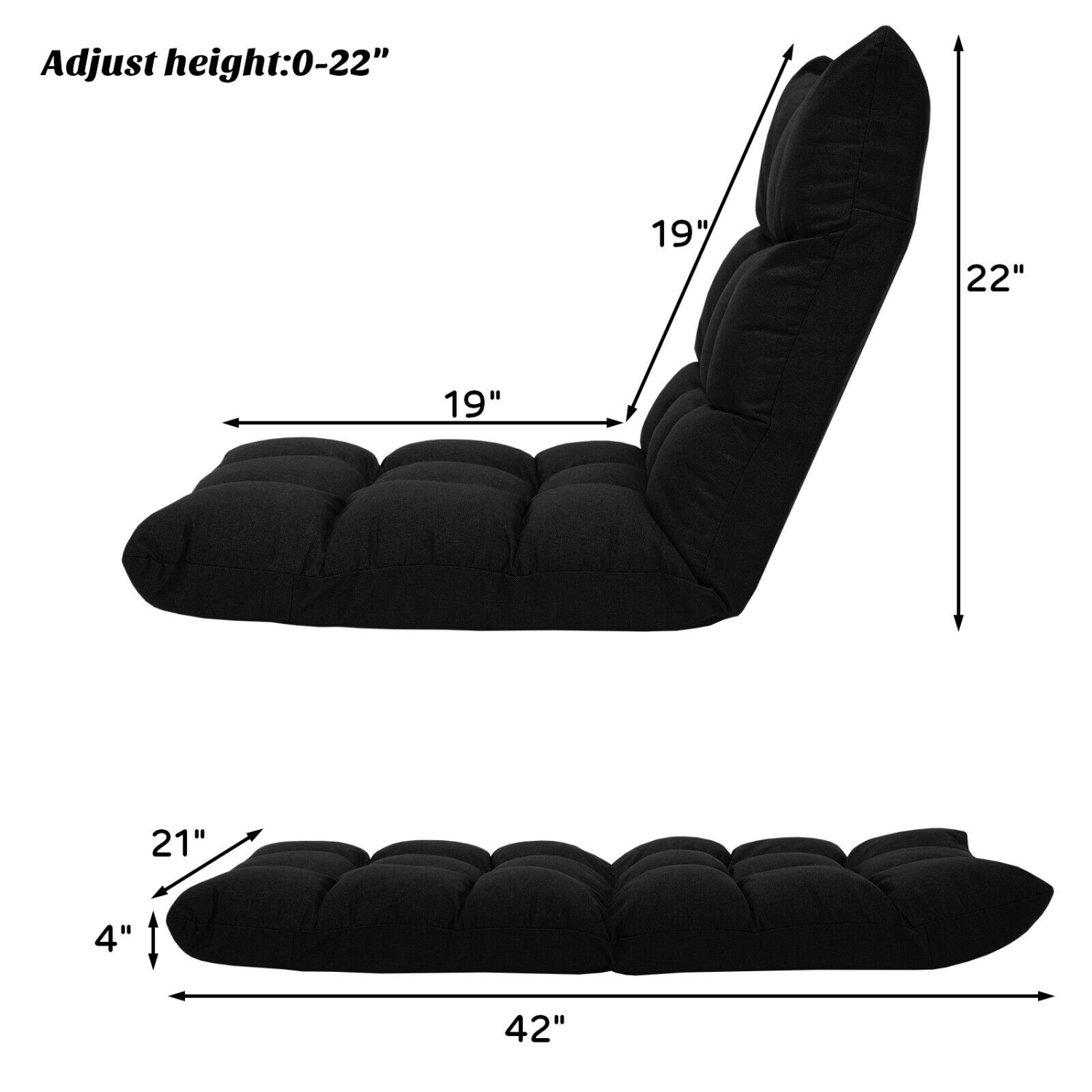 14-Position Adjustable Folding Lazy Gaming Sofa