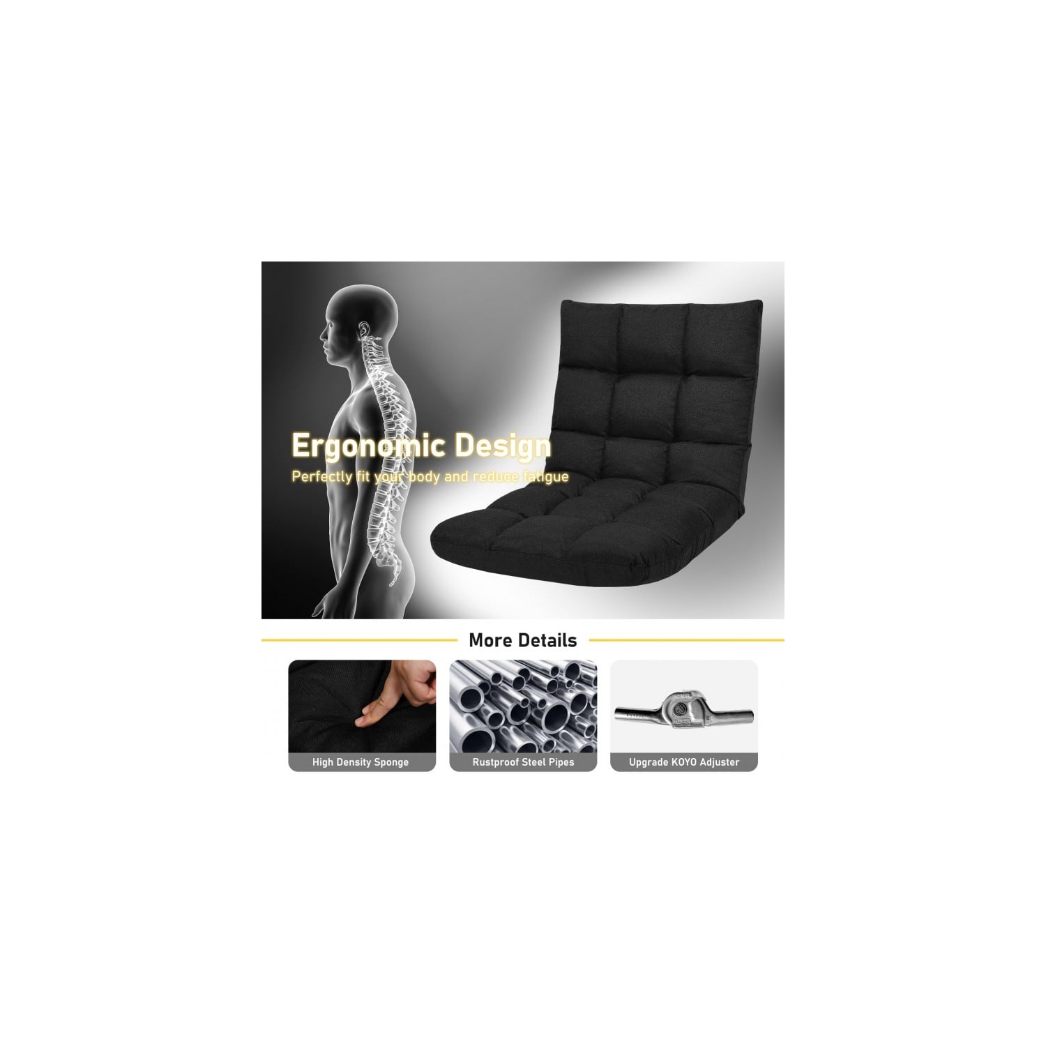 14-Position Adjustable Folding Lazy Gaming Sofa