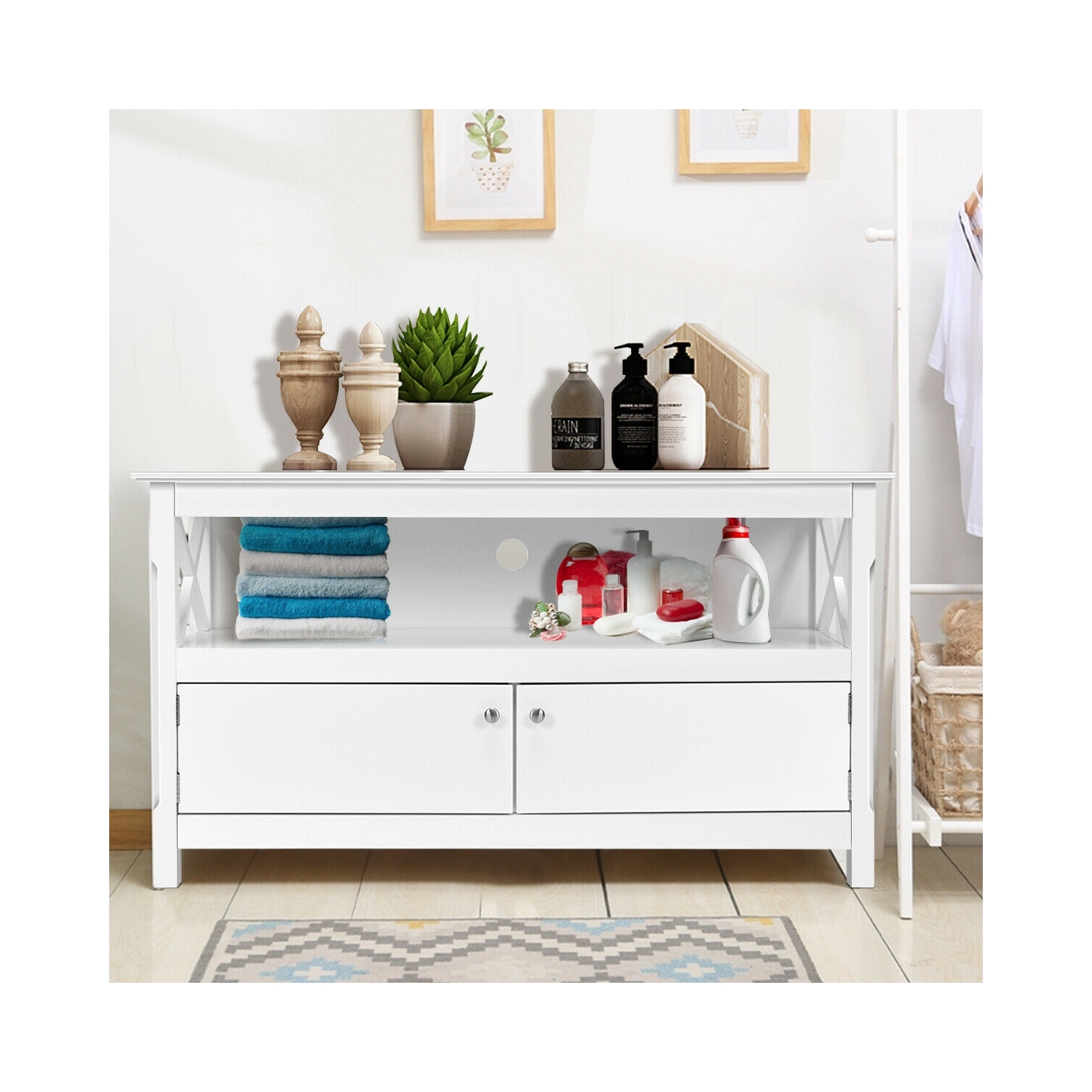 Meuble de rangement en bois pour téléviseur de 44 po - Blanc