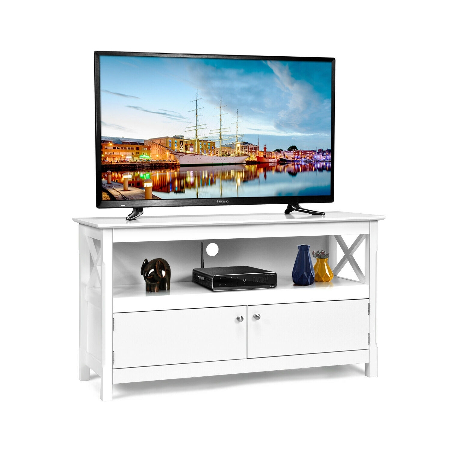 Meuble de rangement en bois pour téléviseur de 44 po - Blanc