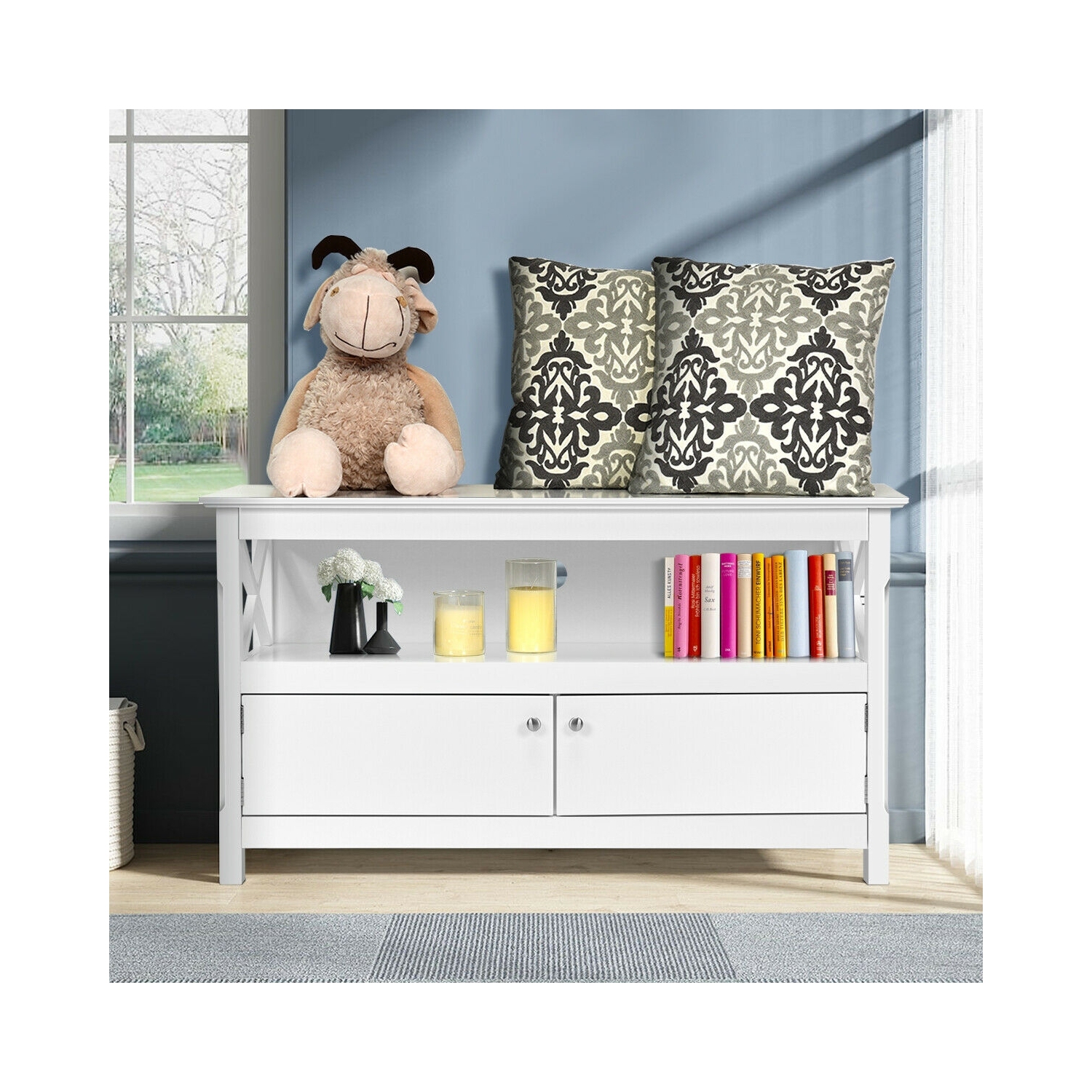 Meuble de rangement en bois pour téléviseur de 44 po - Blanc