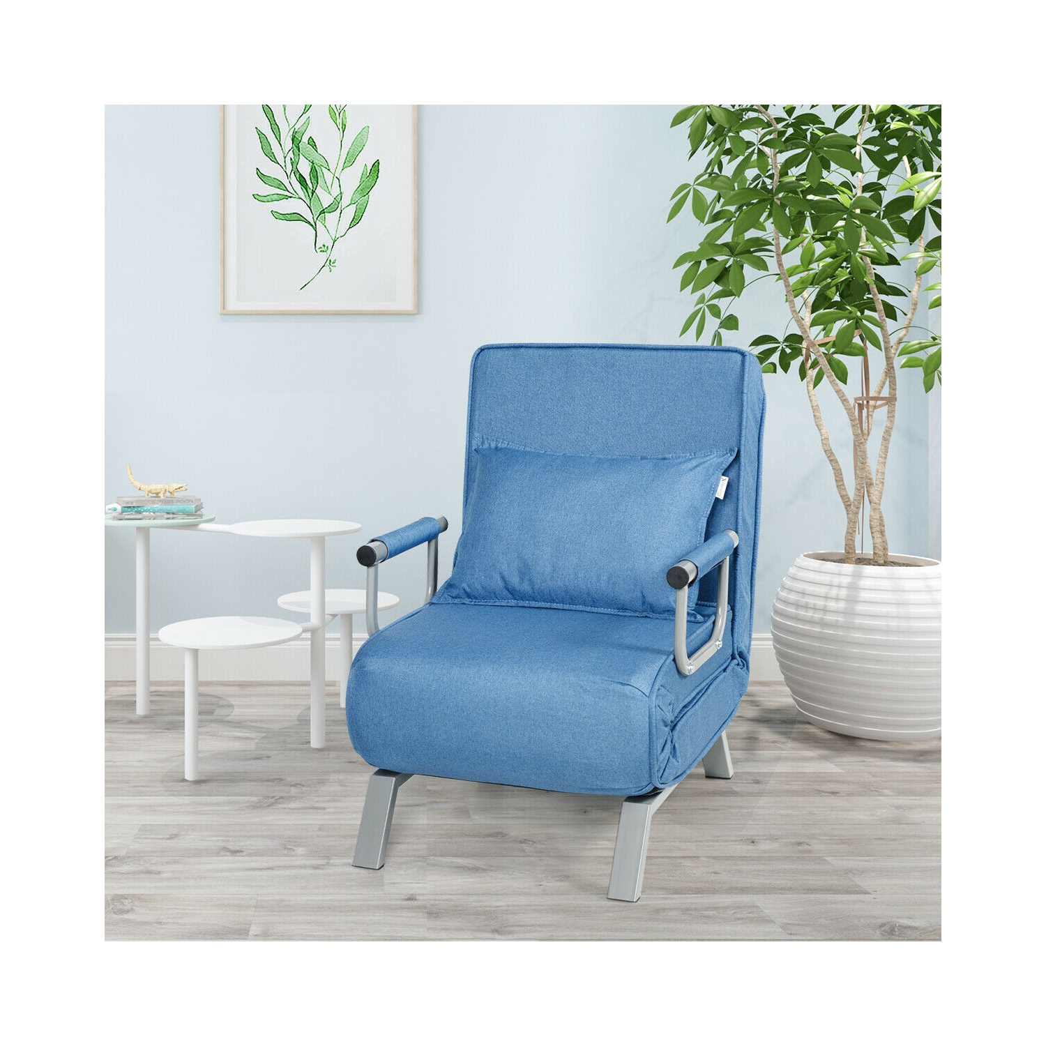 5-Position Folding Convertible Sleeper Armchair Lounge Couch with Pillow