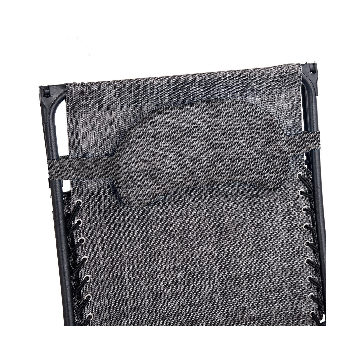 Folding Recliner Lounge Chair w/ Shade Canopy Cup Holder-Gray