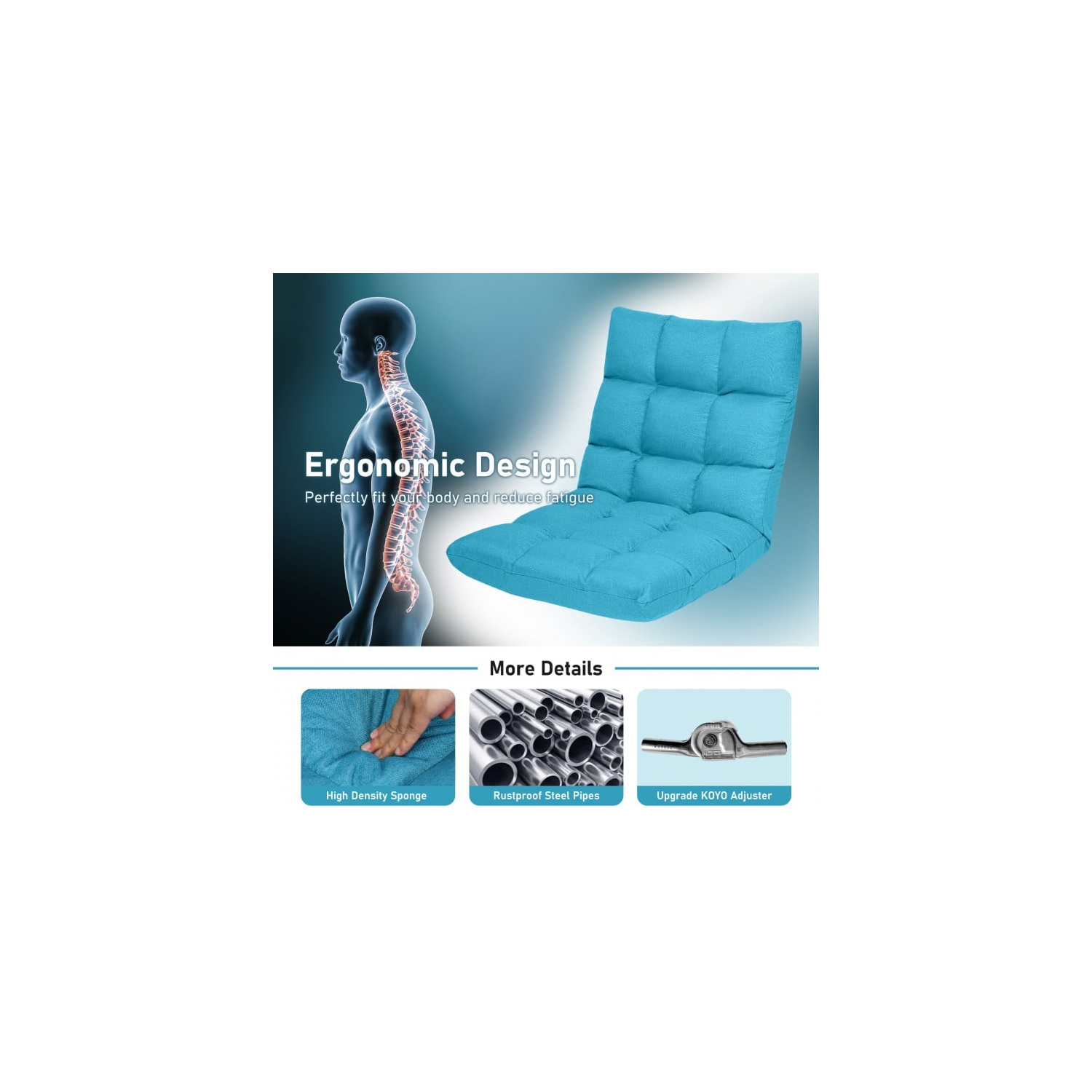 14-Position Adjustable Folding Lazy Gaming Sofa