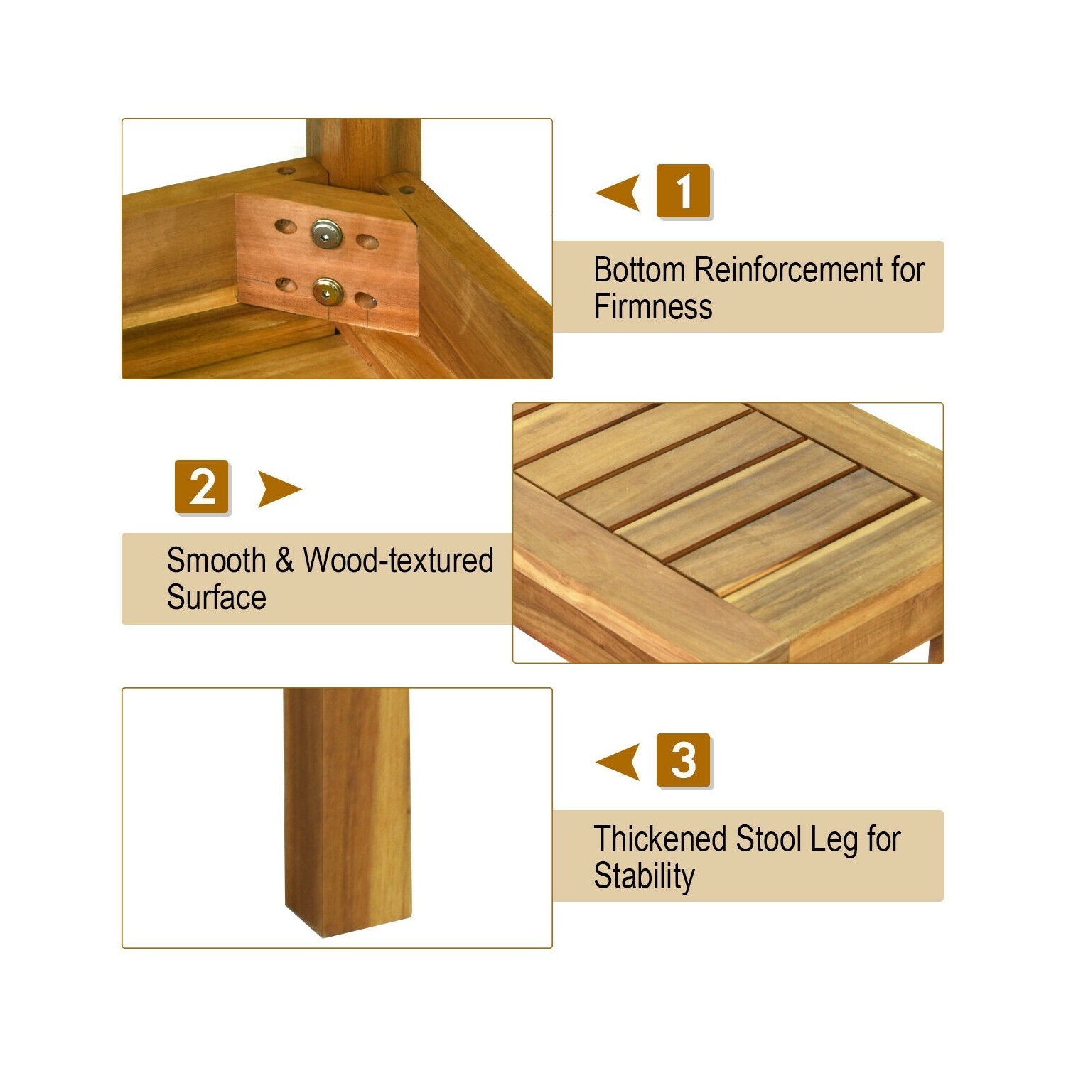 52 Inch Outdoor Acacia Wood Dining Bench Chair