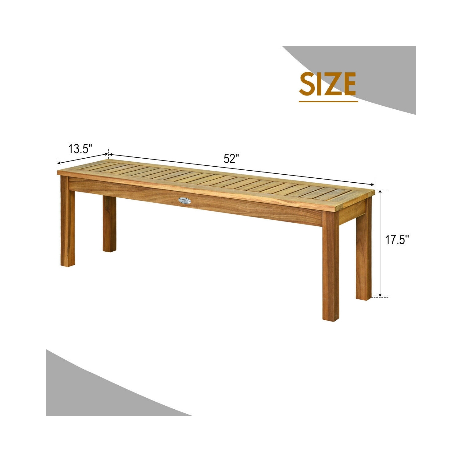 52 Inch Outdoor Acacia Wood Dining Bench Chair
