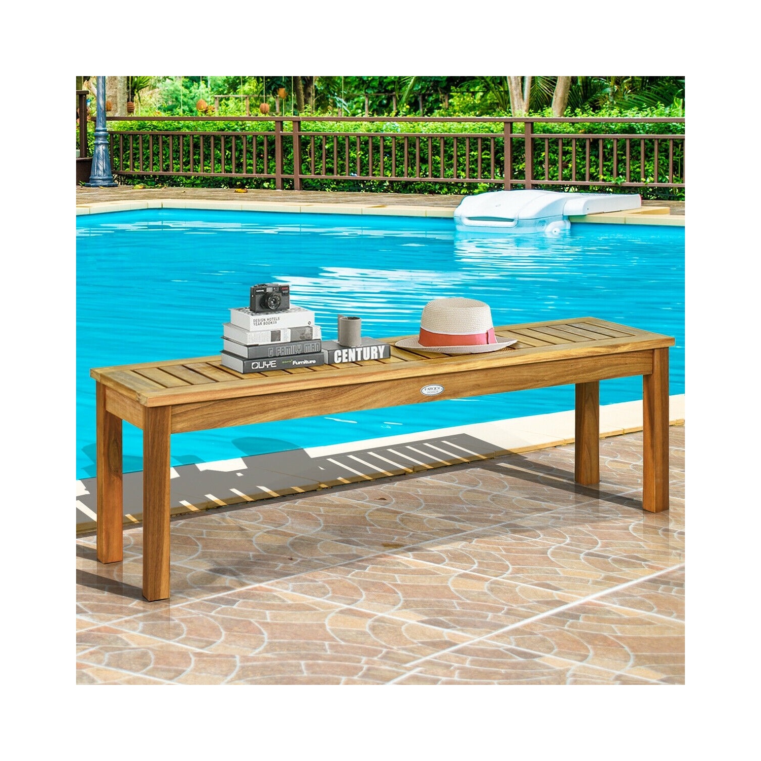 52 Inch Outdoor Acacia Wood Dining Bench Chair