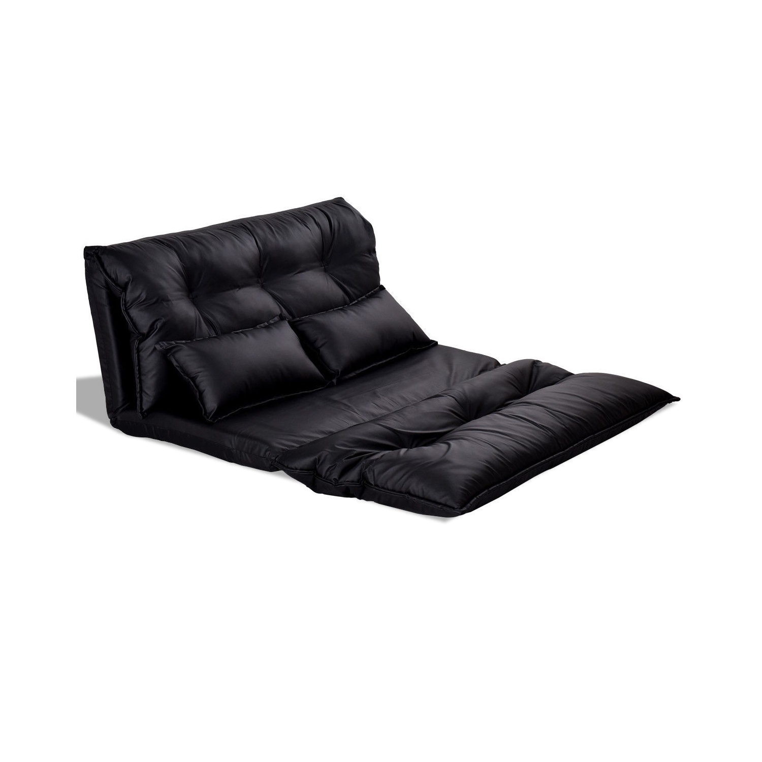 Canapé-lit de plancher Leisure en cuir de polyuréthane pliable avec 2 oreillers