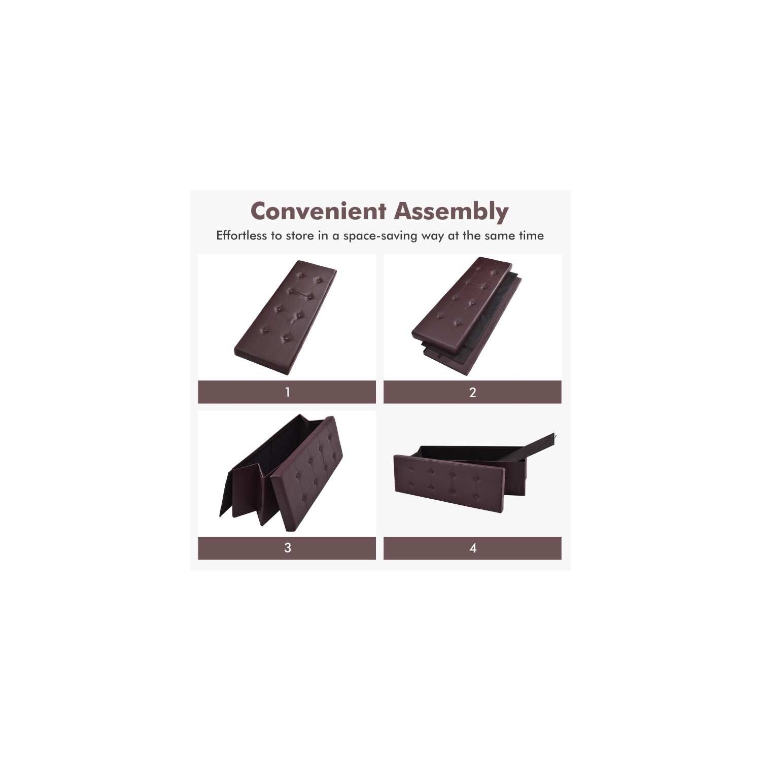 Collapsible Storage Ottoman Bench – Upholstered Lid & Spacious Interior Compartment