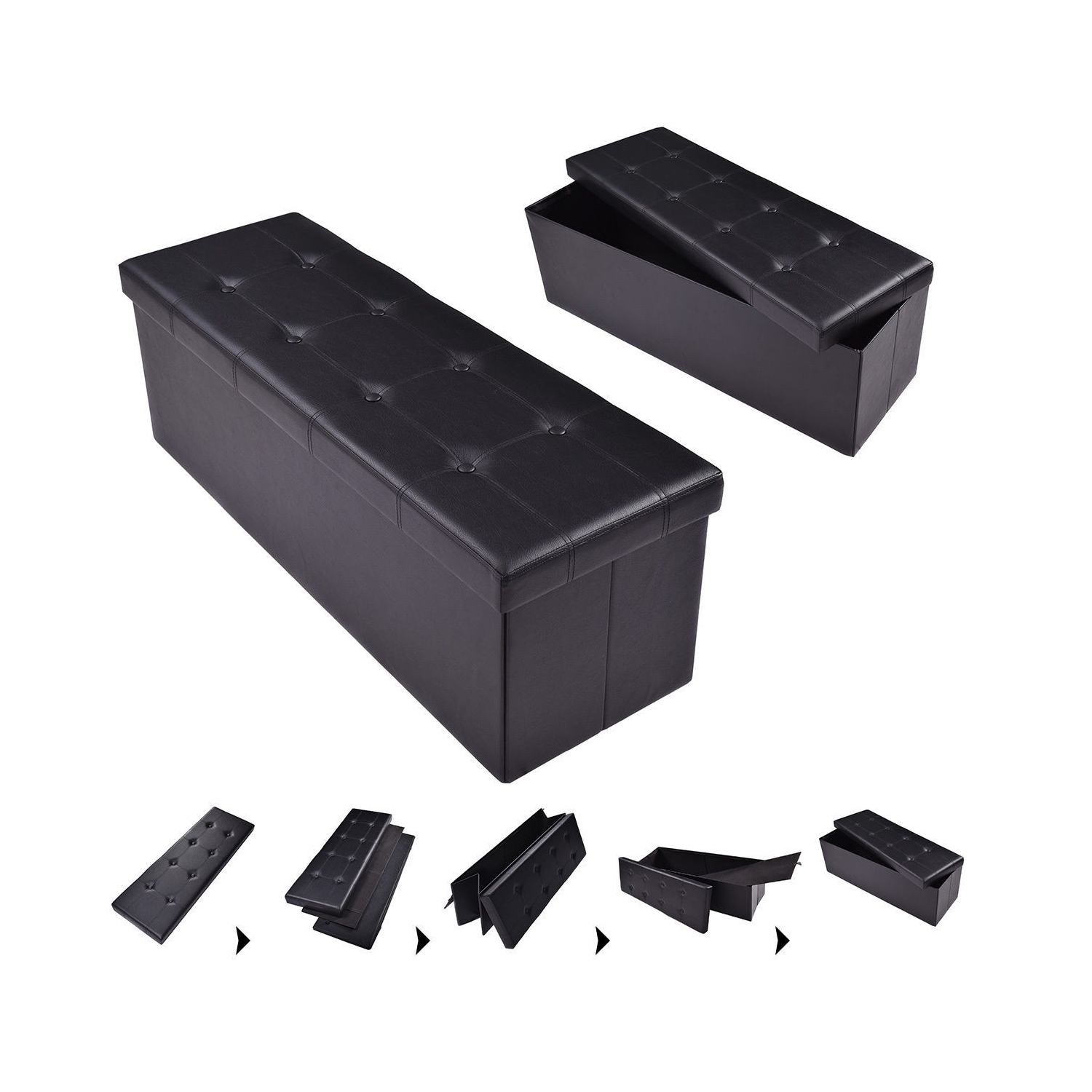 Collapsible Storage Ottoman Bench – Upholstered Lid & Spacious Interior Compartment